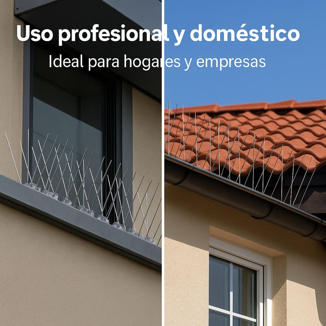ANTICIMEX 5Metros Pinchos para Palomas de Acero Inoxidable con Cinta Adhesiva Fuerte para Ahuyentar Palomas y Pájaros | Ahuyentador Exterior para Balcones, Ventanas y Terrazas