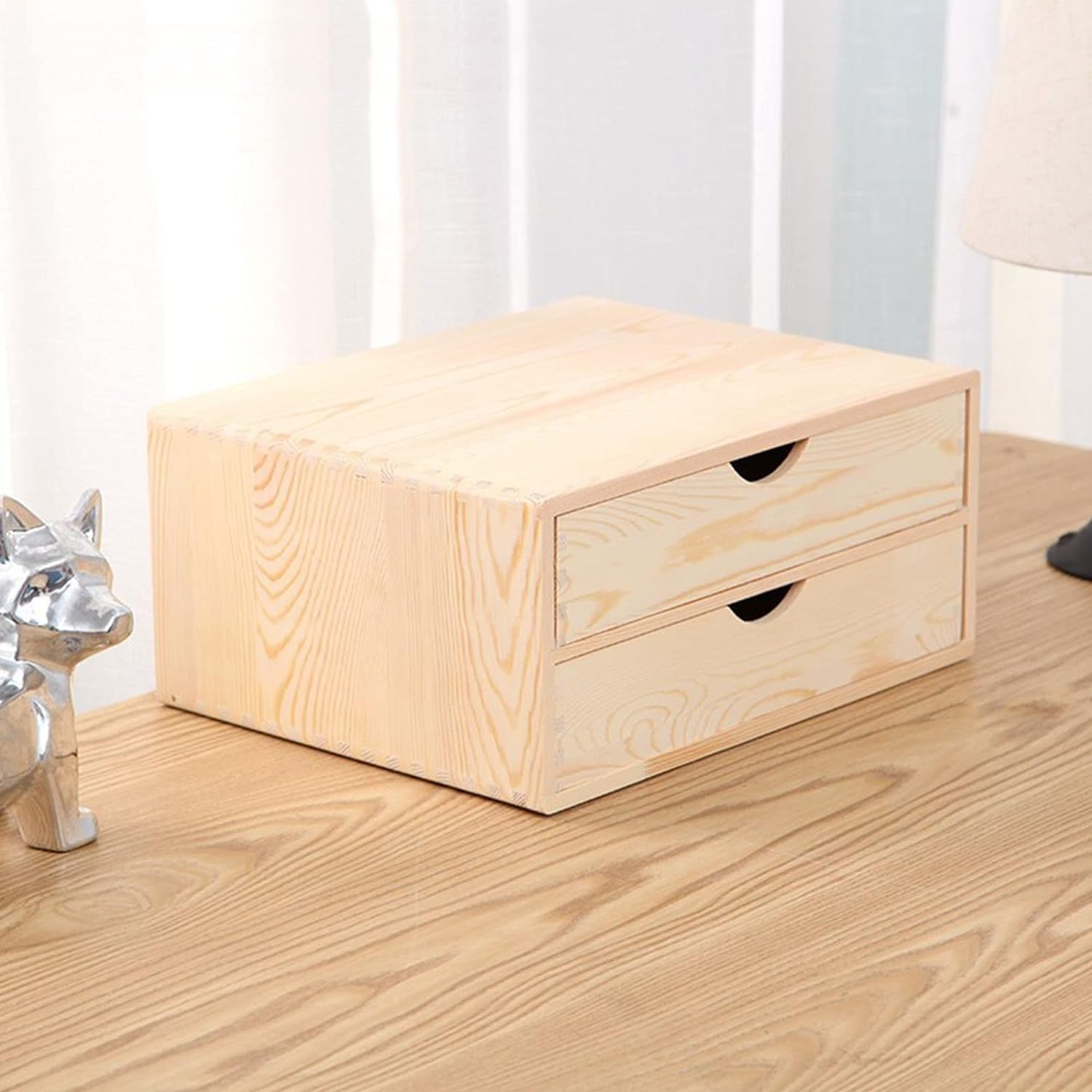 Organizer da scrivania in legno di pino con cassetto, per documenti A4, forniture per scuola e ufficio, accessori da scrivania per casa e ufficio (2 strati)