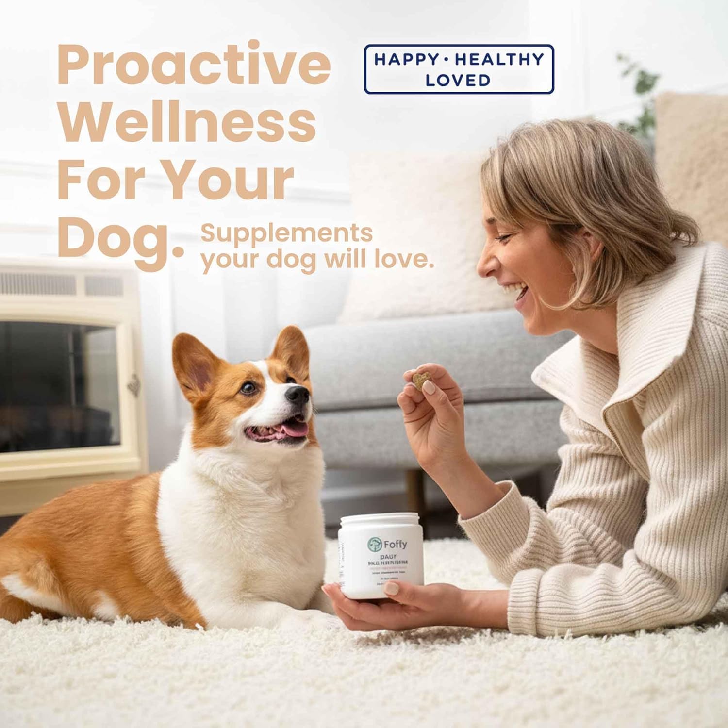 Daily Hip & Joint Multivitamin Soft Chew for Dogs with Superfoods, Probiotics, Plant-Based Omegas, kollaGen II-xs - Calms Skin, Reduces Inflammation, Improves Mobility & Promotes Longevity
