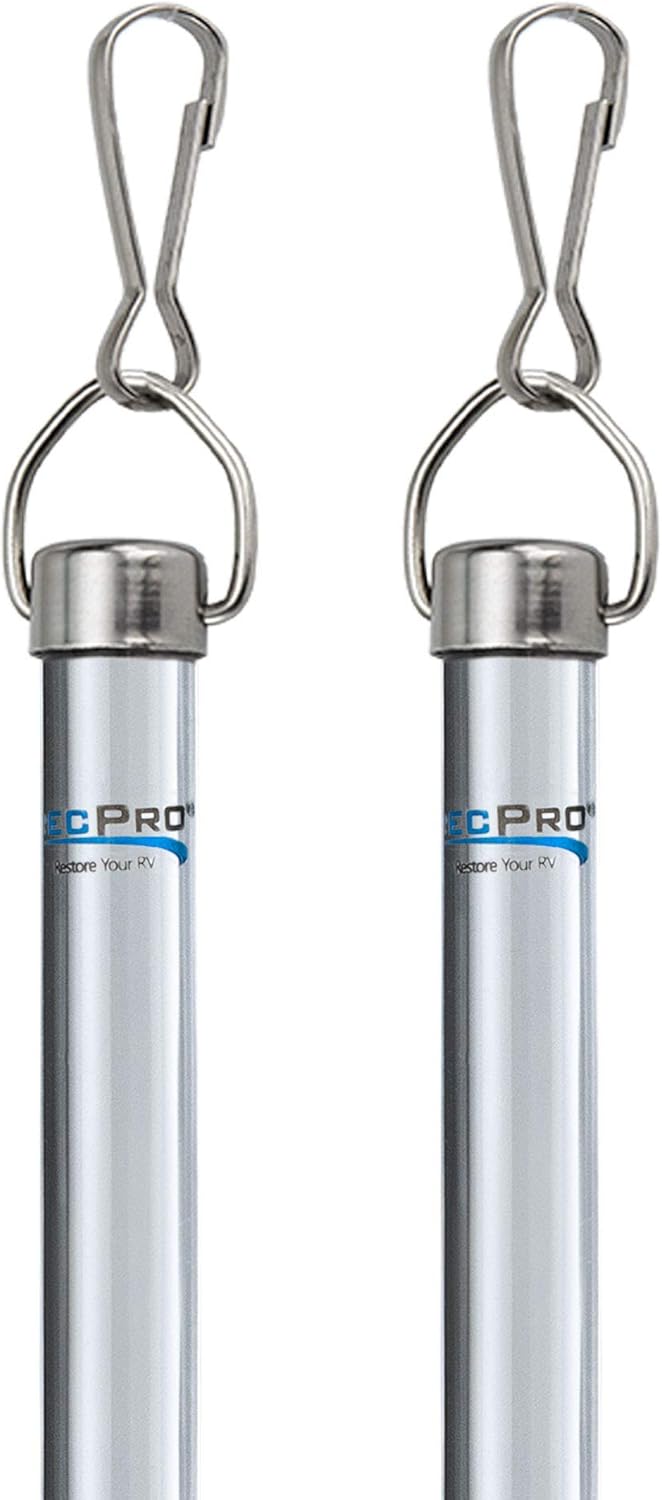 RecPro RV Acrylic Pull Rod | Shower Rod | Drapery Wand | 1/2" x 24" | Includes Stainless Steel Snap Hooks | Acrylic Curtain Rod (4 Rods)