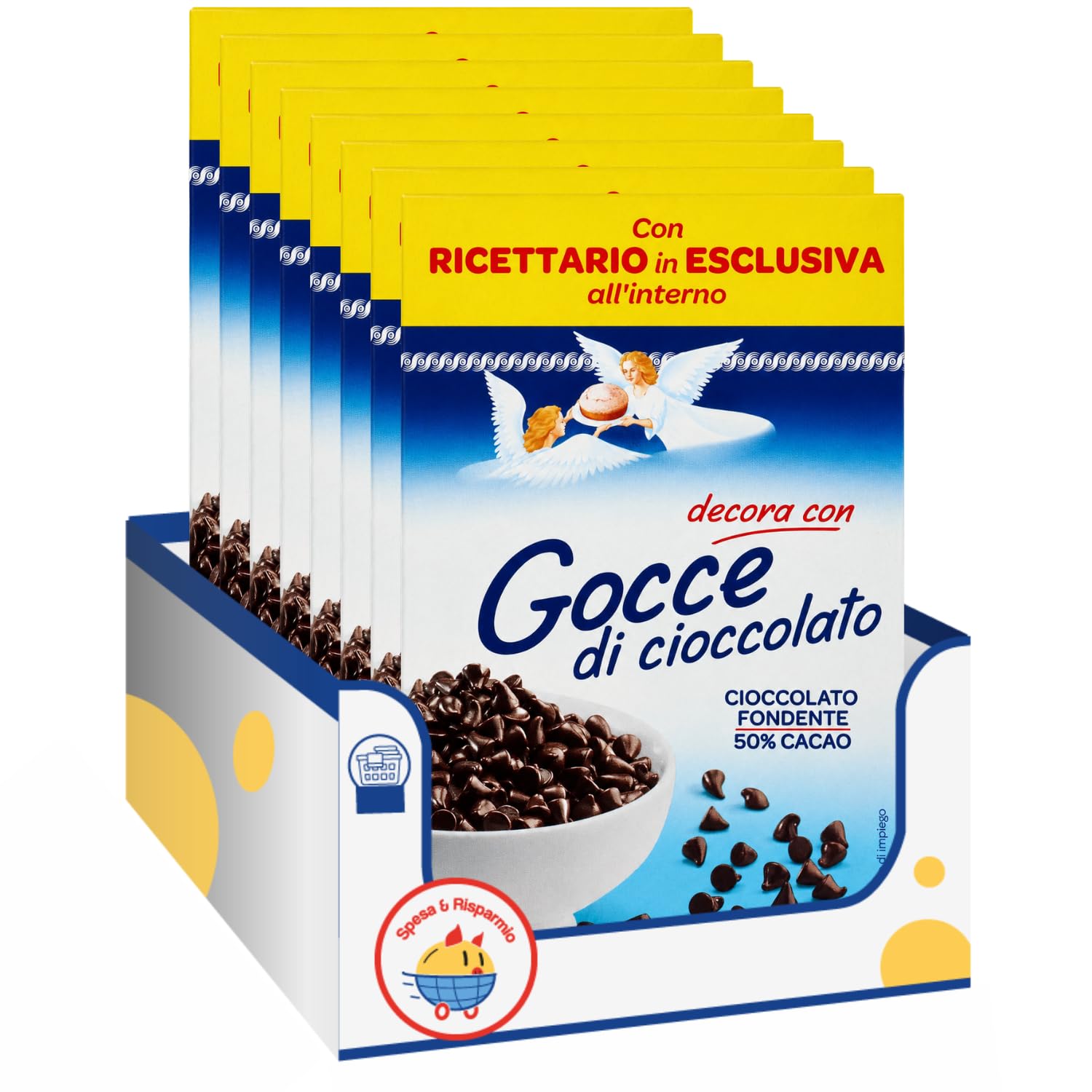 Gocce di Cioccolato Fondente 50% Cacao per Dolci e Dessert – 125 g – Ideali per Biscotti, Muffin e Torte – Variazioni 4/8/12 Pezzi (12 PEZZI)