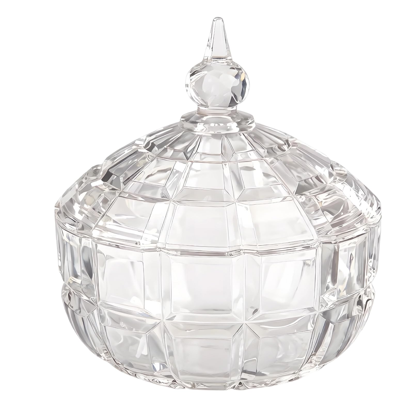 Hredyqw Elegant Clear Glass Crystal Candy Jar With Lid Decorative Covered Snacks Bowl For Home Decors And Kitchen