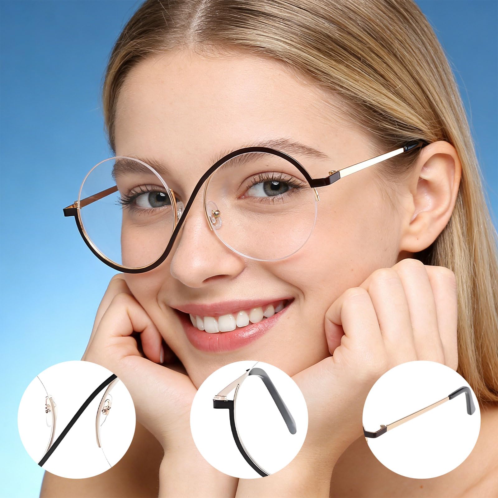 AIWXEEU Elphaba Glasses for Cosplay Witch Round Costume Eyewear, Black and Gold Frame Glasses for Halloween Parties Daily Outfit Photos - Image 3