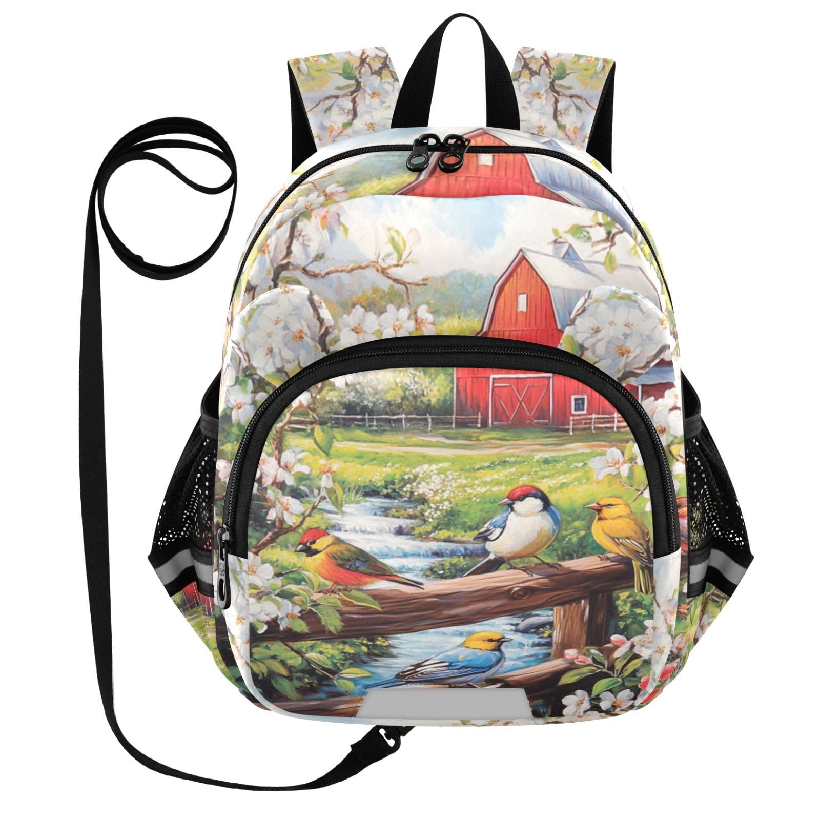 Birds Blossoms Toddler Harness Backpack for Boys Girls 3-6 Years Kids Backpack with Anti Lost Safety Leash Baby Harness Bookbag for Travel Preschool Walking