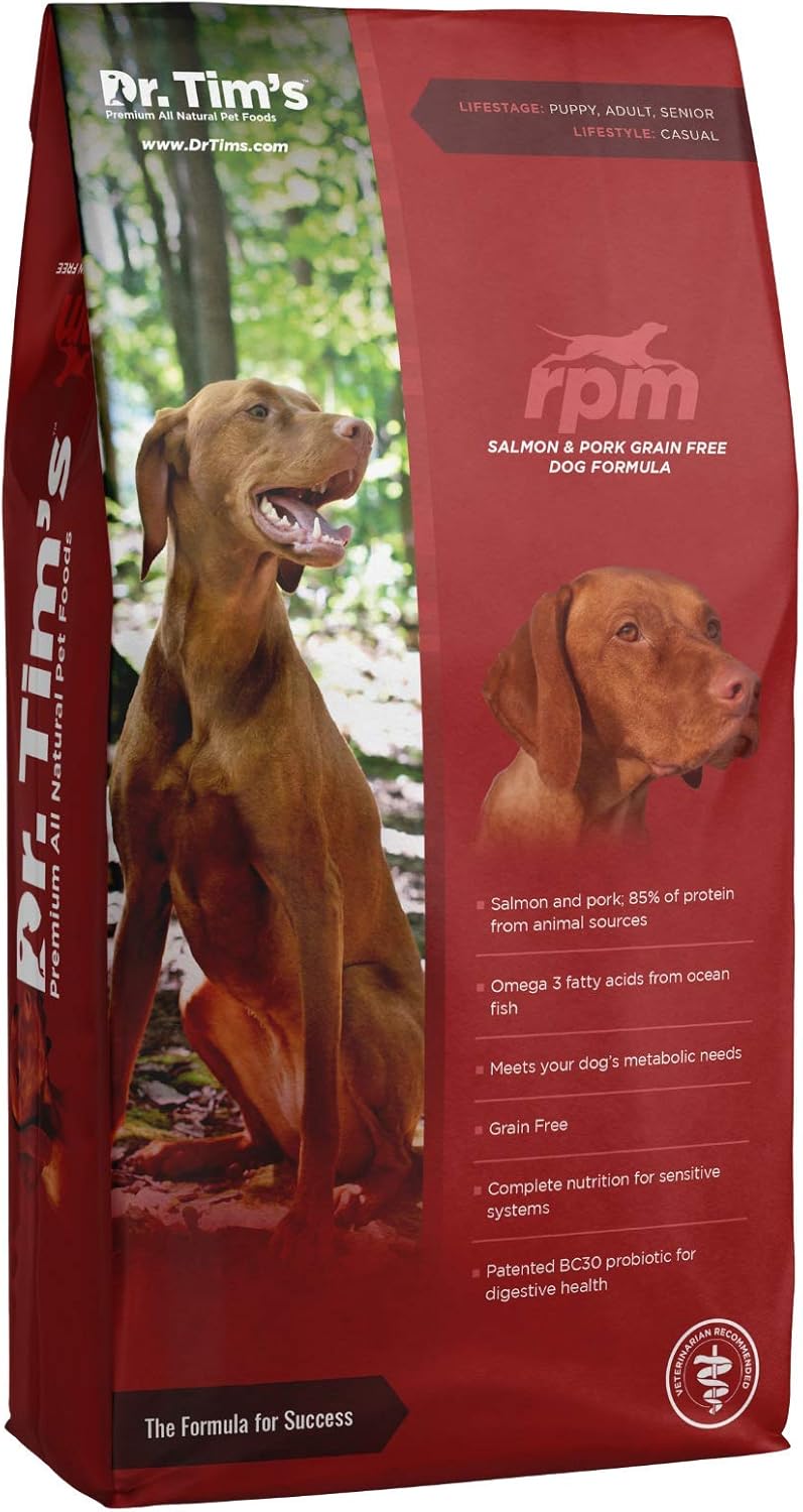 Dr. Tim's Grain Free RPM Formula, with Salmon & Pork, Premium Dog Food, 5 lb. Bag
