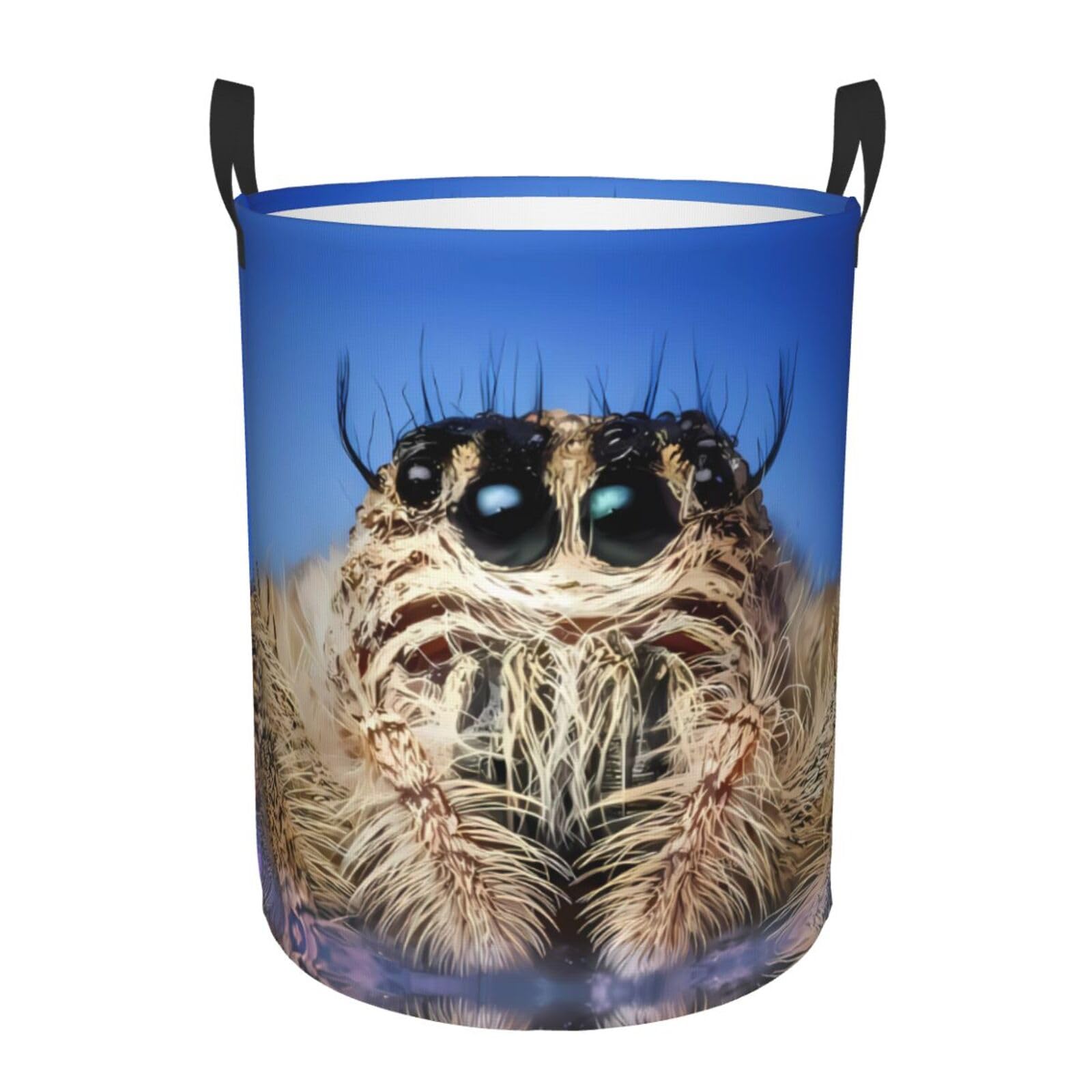 S Circular Hamper – Collapsible Wildlife Spider Print Laundry Basket