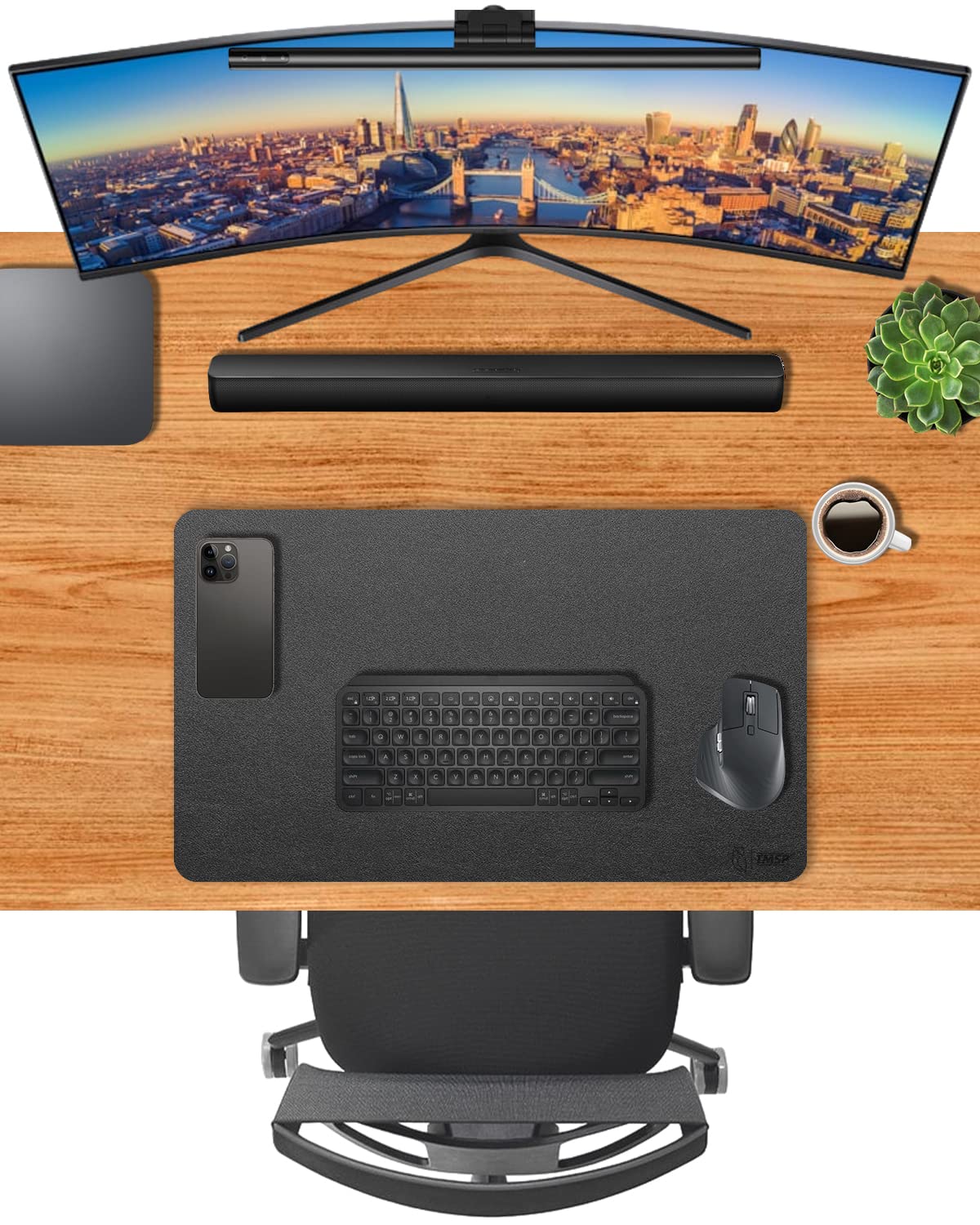 TMSP Premium PU Leather Desk Pad | Waterproof Non-Slip Large Mouse Pad for Desk | Desk Blotter Computer Mat for Desk Decor Aesthetic | Home Office Accessories (Classic Black, 23.62" x 13.77")