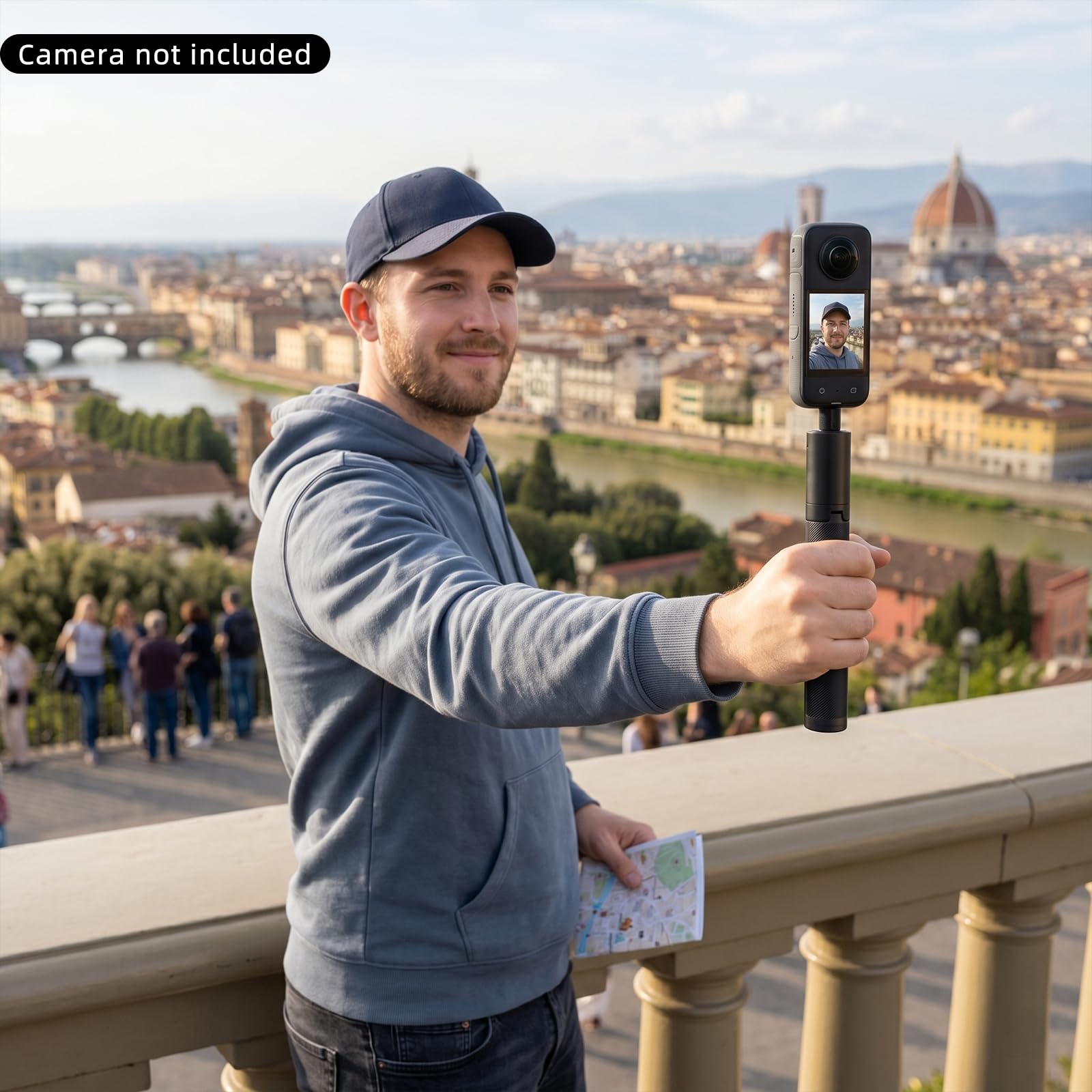 Bastone per selfie con treppiede, 122 cm, in lega di alluminio, supporto
