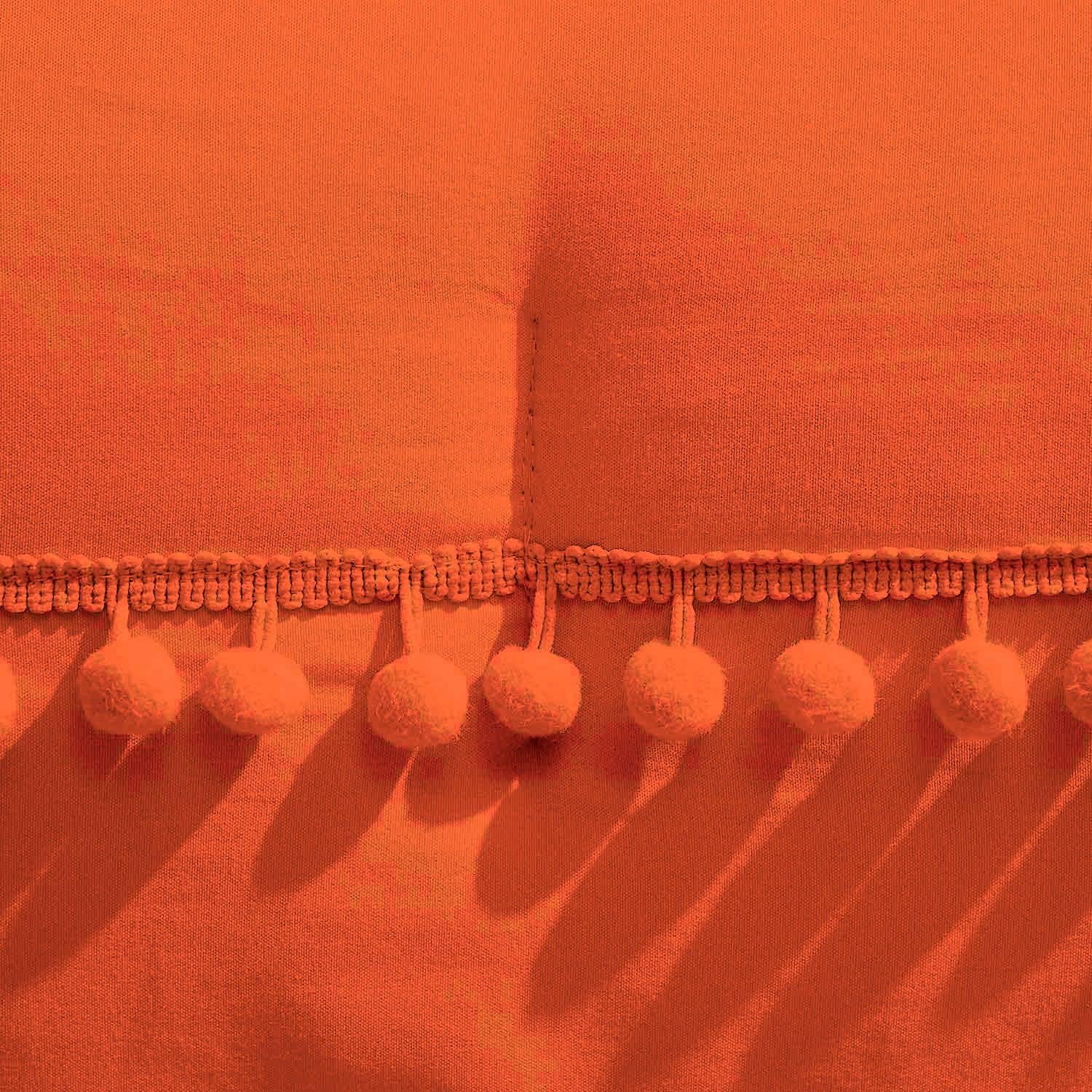 Tony's Textiles 3 Piece Boho Chic Pom Pom Comforter, All Season Down Alternative Bedding Comforter with 2 Pillow Shams (Full/Queen Size, Orange) 1000 Thread Count | 550 GSM Filling