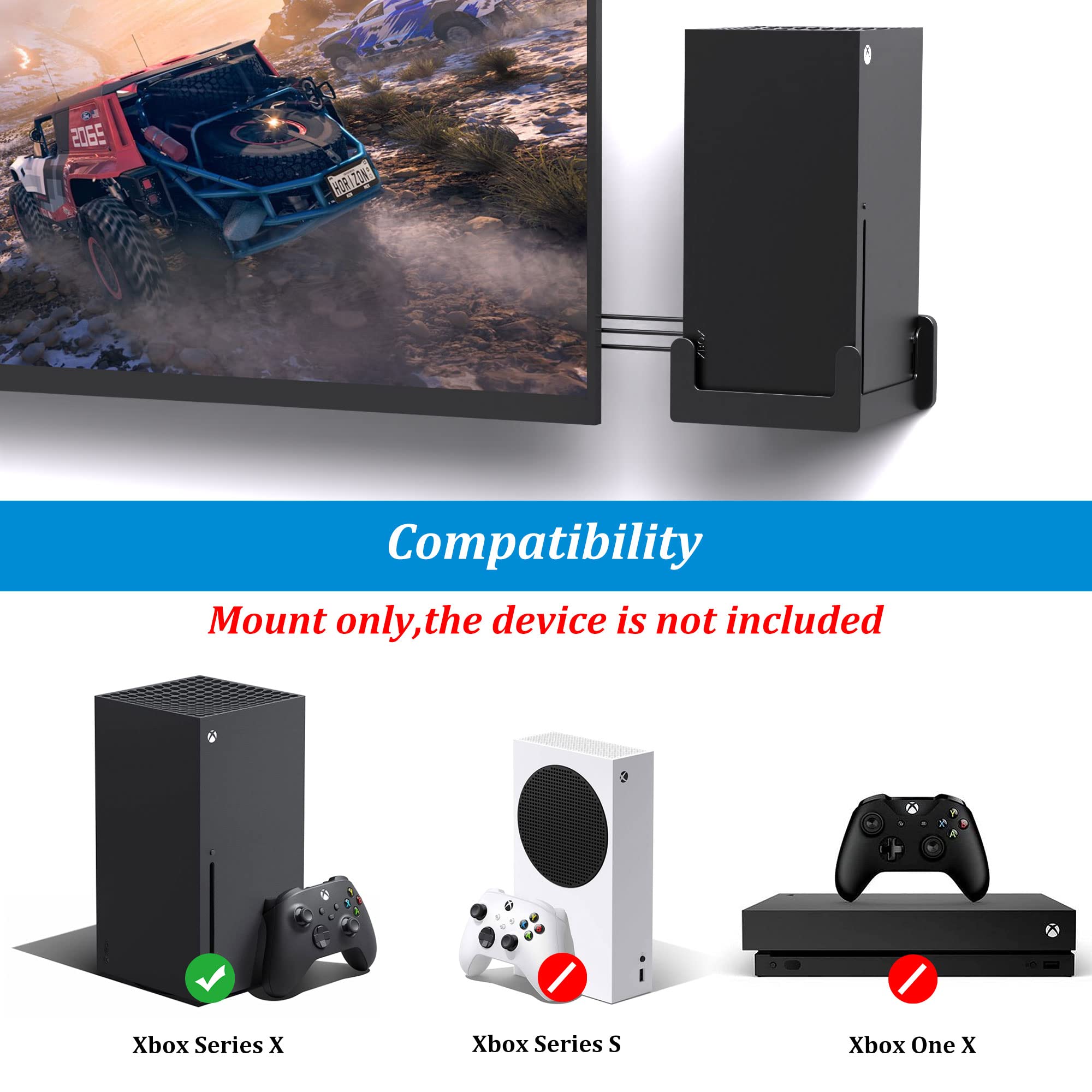 PlusAcc Supporto a parete per Xbox Series X - Staffe per dissipazione rapida del calore, risparmia spazio sulla scrivania e mantieni organizzata la tua area di gioco (dispositivo non incluso).