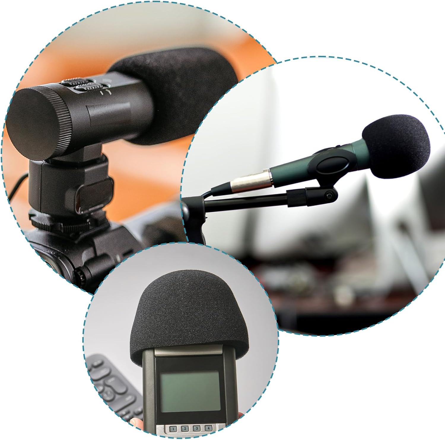 Microphone Cover, 2PCS Foam Mic Covers Black Microphone Windscreen Pop Filter Covers Microphones Accessories for Most Standard Handheld Microphones - Image 3