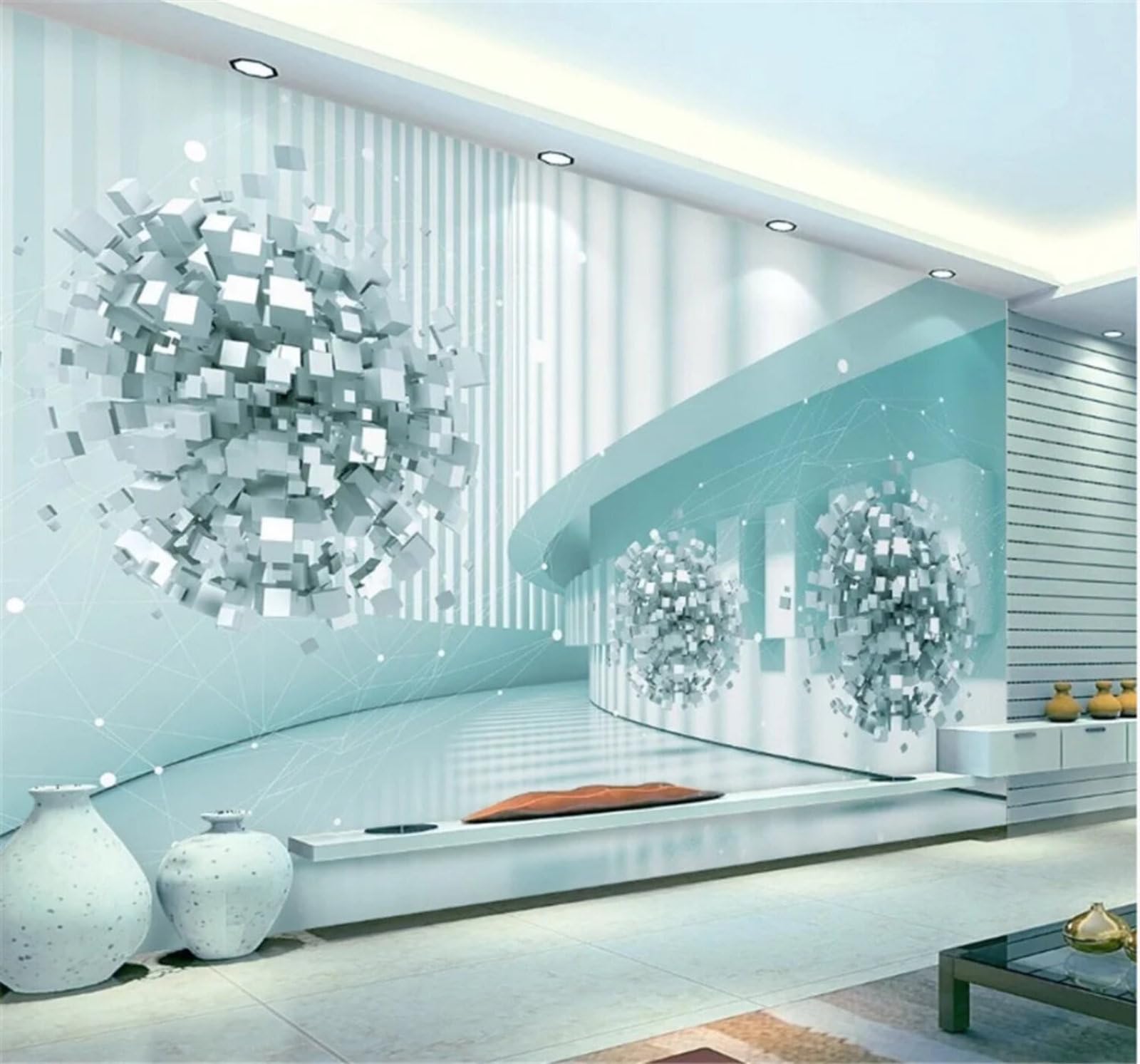 Xlming 250Cm×170Cm(B×H) Three Dimensional Corridor Geometric Spheres Spatial Extension 3D Wallpaper Premium Textured Silk Study Dining Living Room Bedroom Sofa Tv Wall Easy Install-250Cm×170Cm