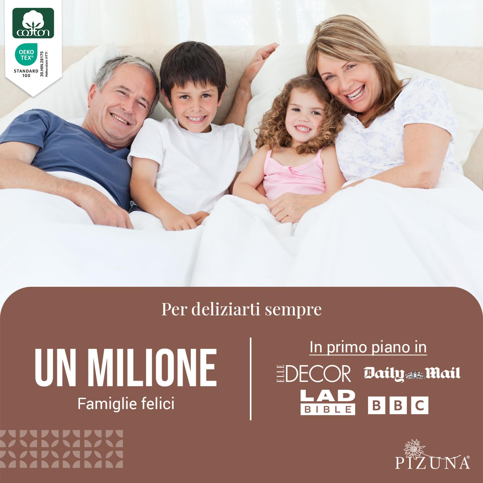 Pizuna Set lenzuola letto super king Cotone 180x200 cm Bianco, 400 fili in 100% cotone a fiocco lungo Sateen Completo lenzuola con 1 lenzuolo con angoli, 1 lenzuolo sopra, 2 federe