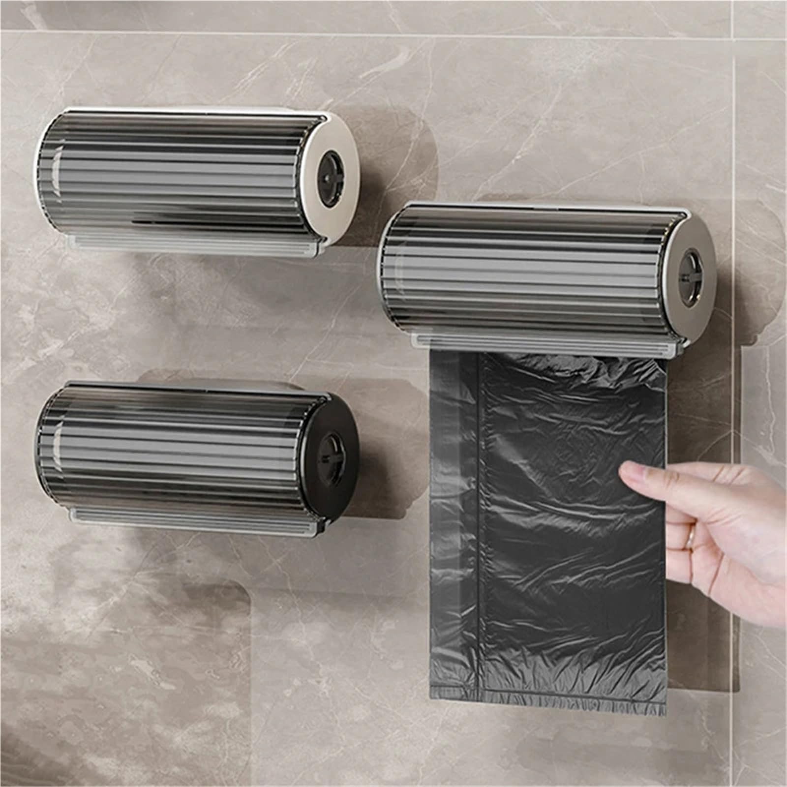 Dispensador De Bolsas De Basura Caja de almacenamiento de bolsas de basura montada en la pared, dispensador de contenedores de bolsas de basura de plástico for cocina y baño, soporte for bolsas de bas