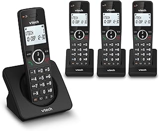 VTech ES2003 Cordless Phone with Nuisance Call Blocker, Easy-to-Read Backlit Display, ECO Mode, 18 Hours Talk-time, Volume Booster, Handsfree Speakerphone, Speed Dial, DECT, 4 Handsets