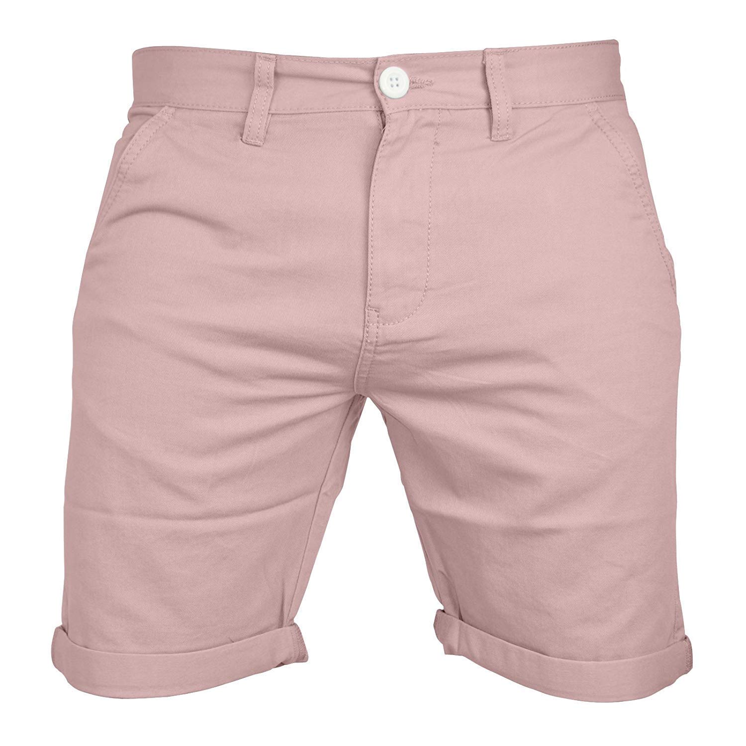 Westace Men's Baby Pink Chino Shorts Casual 100% Cotton Cargo Combat 30