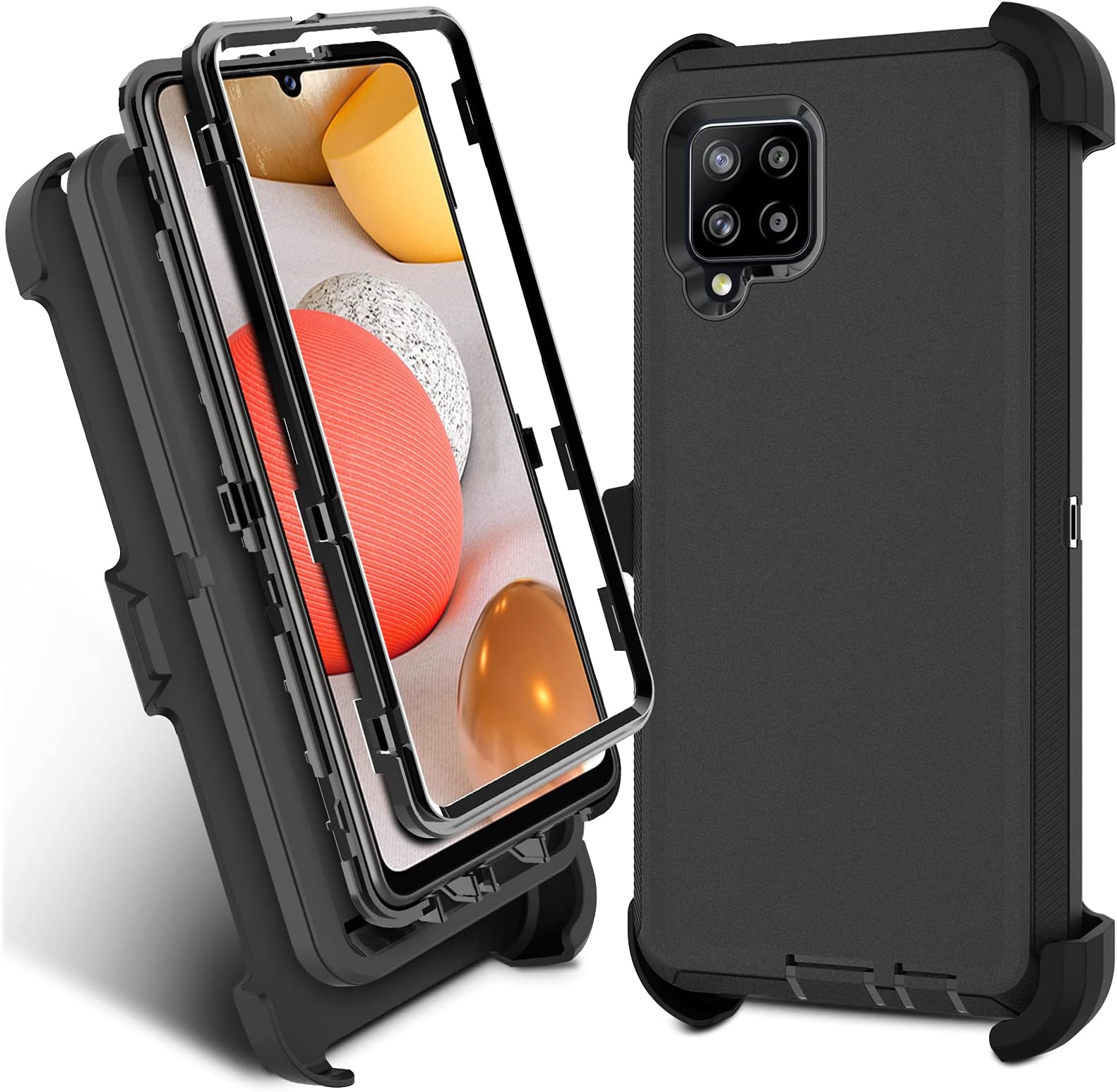 Venoro for Samsung Galaxy A42 5G Case,Shockproof Full Body Protect Kickstand Samsung A42 5G Phone Case Cover with Swivel Belt Clip for Samsung Galaxy A42 Case（Black）