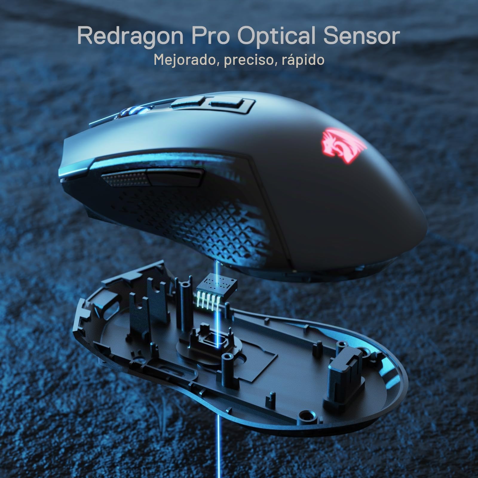 Redragon Ratón inalámbrico para juegos M693 LIT, 8000 DPI con conexión de 3 modos, BT y 2.4G inalámbrico, 7 botones macro, capacidad de alimentación fiable para PC/Mac/Laptop