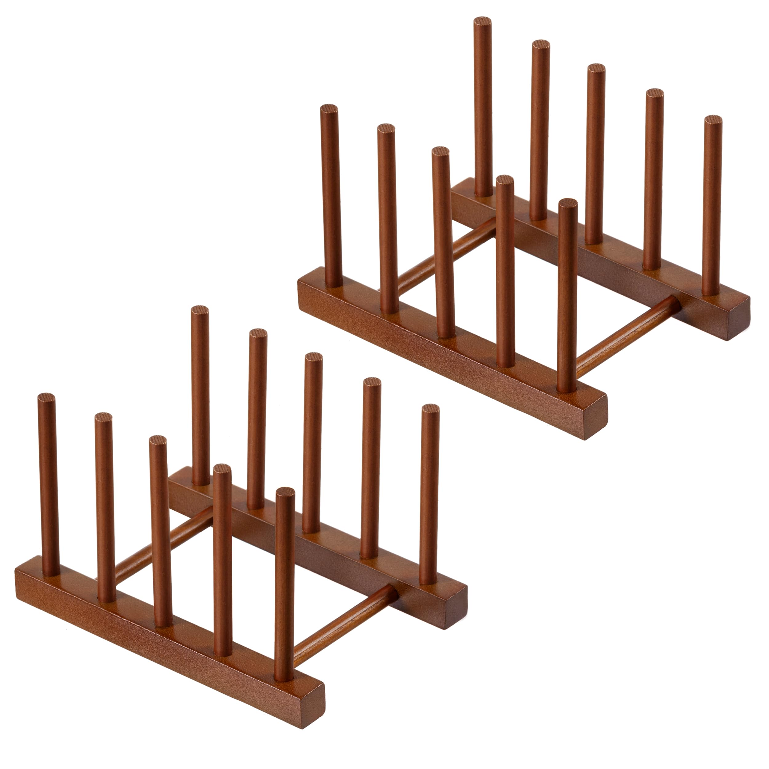 HBlife 2pcs Teak Dish Plate Bowl Cup Book Pot Lid Cutting Board Drying Rack Stand Drainer Storage Holder Organizer Kitchen Cabinet（Keep Dry）