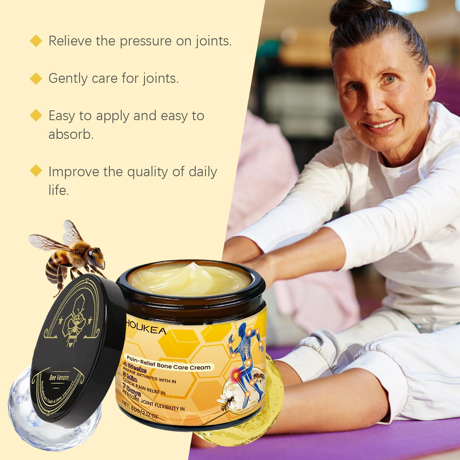 Botulinum Toxin and Bee Venom, Bee Venom Joint Gel, Natural Formula for Back, Neck, Hands, Knee - 2.12 OZ(2PCS)