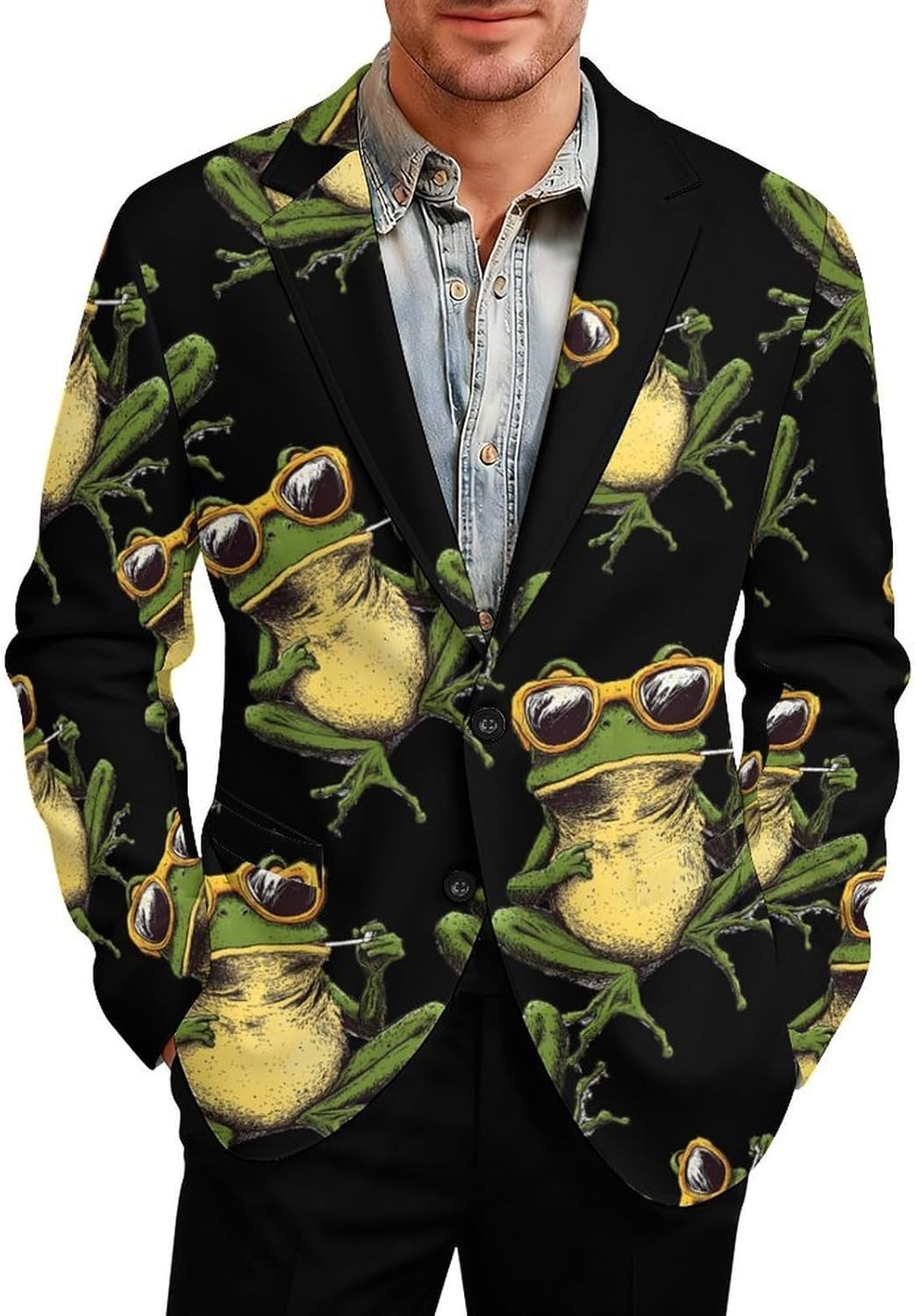 Green Frogs with Cigarette Suits Blazer for Men Two Buttons Business Jacket Coat Wedding Dinner Party