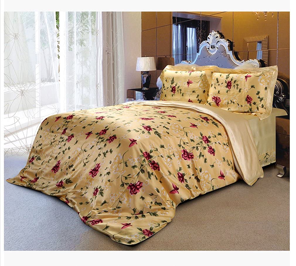 Maxfeel Silk 1pc Silk Duvet Cover, Quilt Cover, Comforter Cover, 100% 16.5mm Print Mulberry Silk,Charmuse Silk, Queen Cal.King Full King Twin Size #12 (Queen)