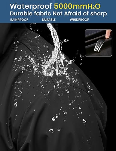 Miniatura 3 de COOFANDY Chubasquero largo para hombre ligero, chaqueta impermeable para lluvia, chaquetas impermeables para exteriores con capucha