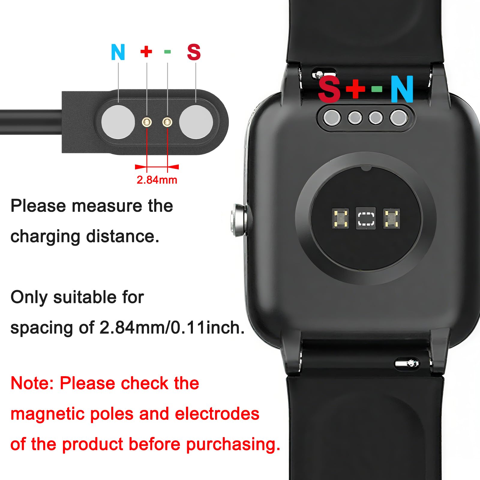 Amazon.co.jp: スマートウォッチ充電ケーブル USB充電 2ピンの距離は 