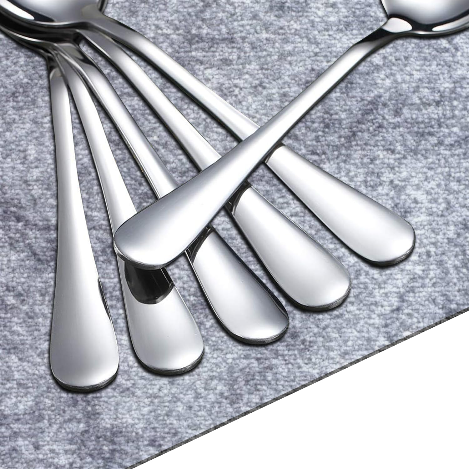 AEX Premium-Löffel, Edelstahl-Löffel, runde Kanten, hochglanzpoliert, spülmaschinenfest, 20,5 cm, Silberfarben, 6 Stück