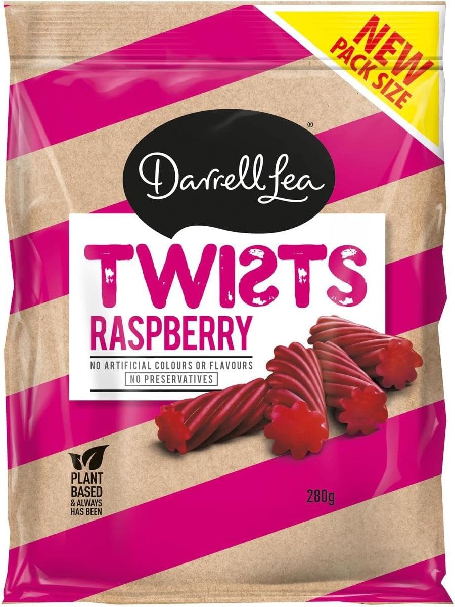 Darrel Lea Raspberry Twists Licorice, Made In Australia, 300g