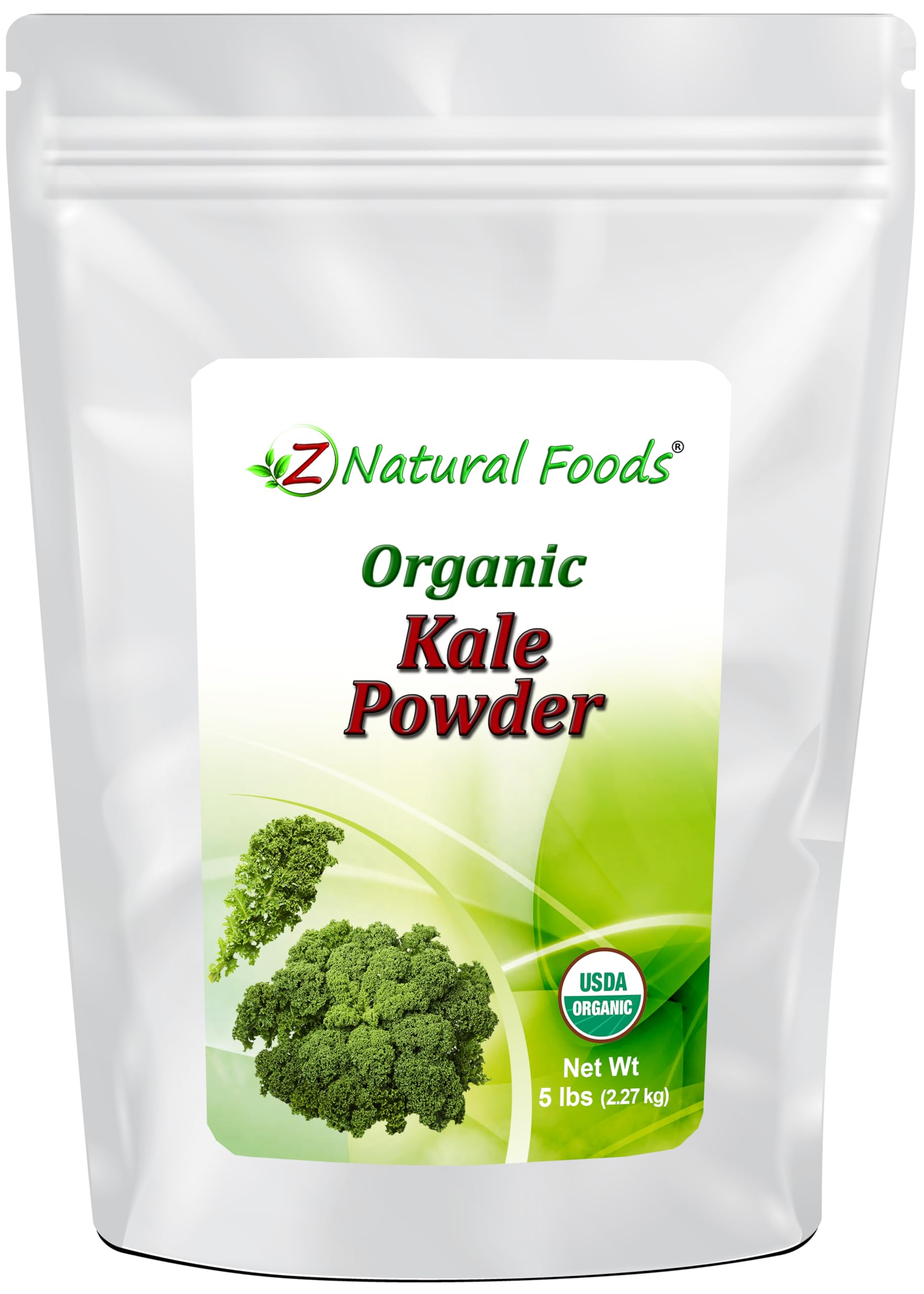 Z Natural Organic Kale Powder, Vegan Superfood Supplement for Drinks, Juice, Shakes, Smoothies Recipes, All Natural, Raw, Vegan, Non GMO, Gluten Free, Kosher, 5 lbs