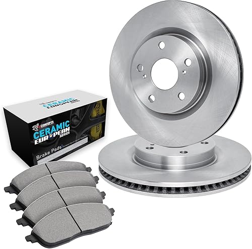 Miniatura 1 de R1 Concepts Frenos traseros y rotores | Rotores de freno en blanco | Pastillas de freno y rotores de cerámica Euro traseras Kit | Kit de frenos |