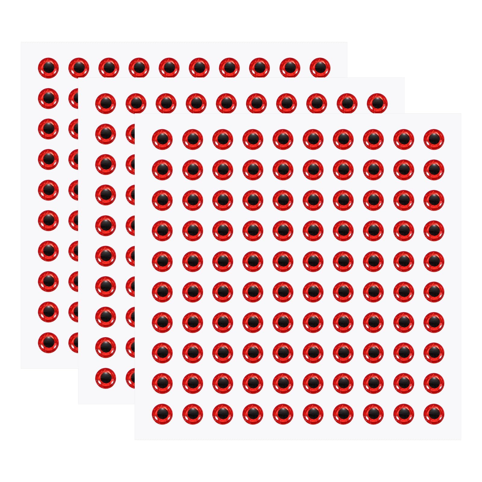 YELARXI Fish Eyes for Lures Making, 3D Eyes Fly Tying Materials Lures, Artificial Fishing Baits 3mm & 300 Pcs & Red -Fit for (Fish Bait/Fly Tying Streamers/Crafts)