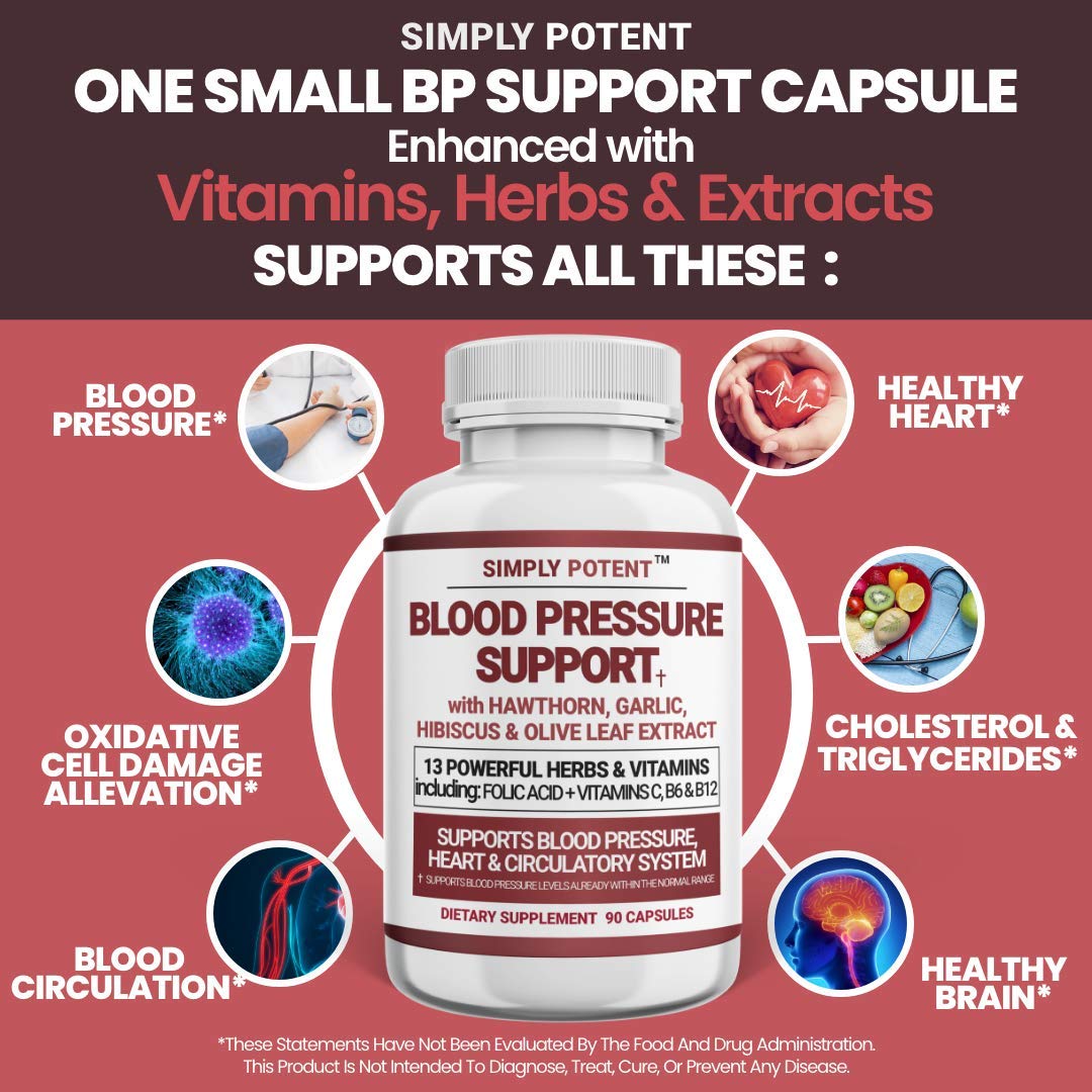 Blood Pressure Support Supplement Healthy Heart, Cholesterol, Cardio