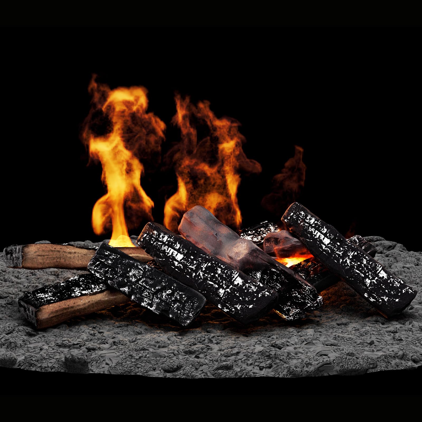 Photo 1 of OBOLIS 8 Pcs Ceramic Gas Fireplace Logs, Small Size Premium Heat-Resistant Wood Log Gas Realistic Logs for Indoor or Outdoor Fireplaces,Perfect for Holidays,Christmas Ambiance
