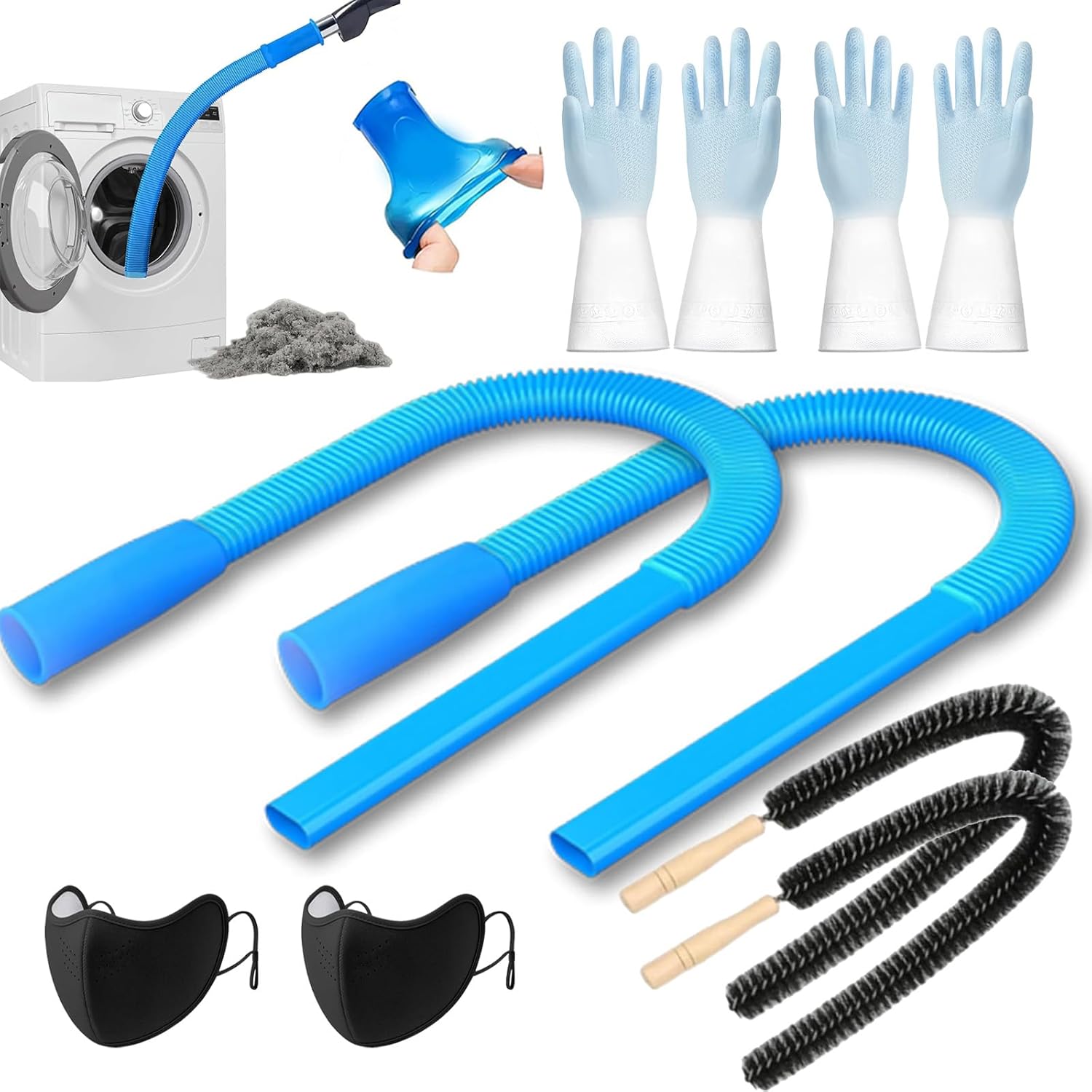 Premium Dryer Vent Cleaner Kit with Universal Vacuum Attachment, Flexible Lint Brush, Safe Lint Removal for Cars, Trucks, Boats, and Home Use, Quick and Easy Dryer Vent Cleaning (2PCS)