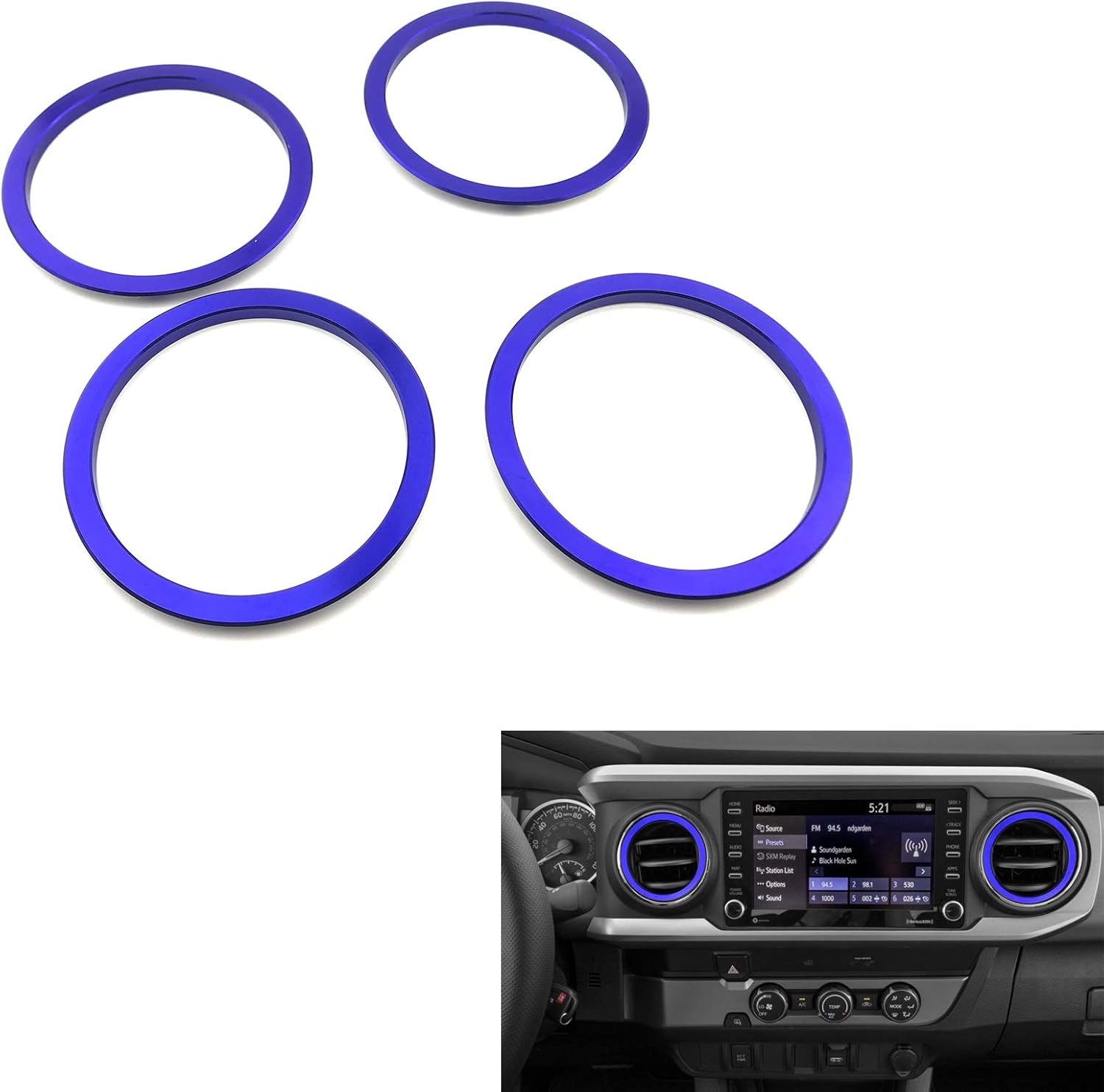 Lanyun Compatible with Toyota Tacoma A/C Vent Ring Outer Trim Decoration Covers fit 2016-2021 Tacoma a/c Outlet Vent Accessories Blue