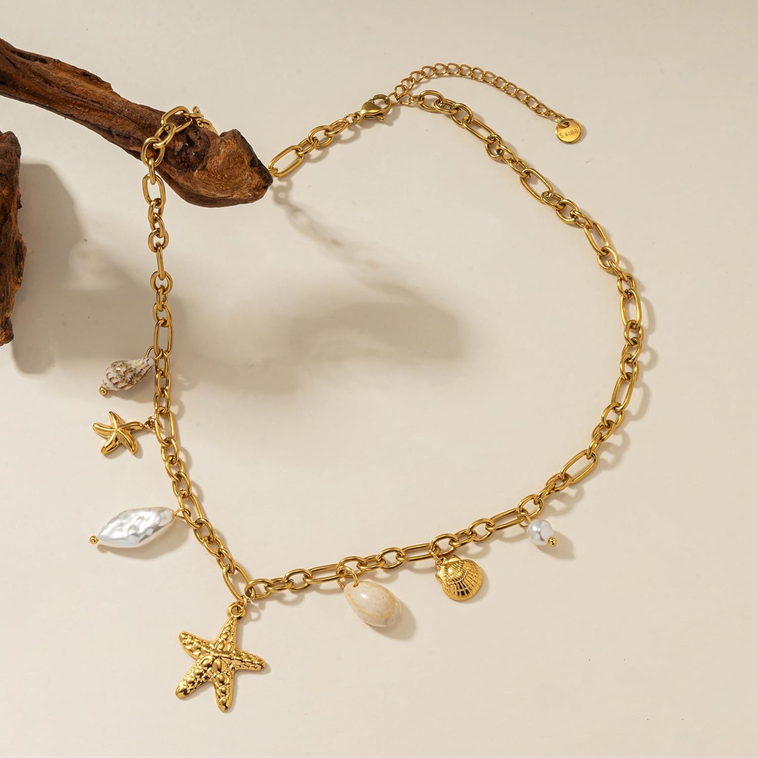 Gold Starfish Necklace for Women Charms Baroque Pearl Shell Necklace Summer Conch Beach Jewelry - Image 3