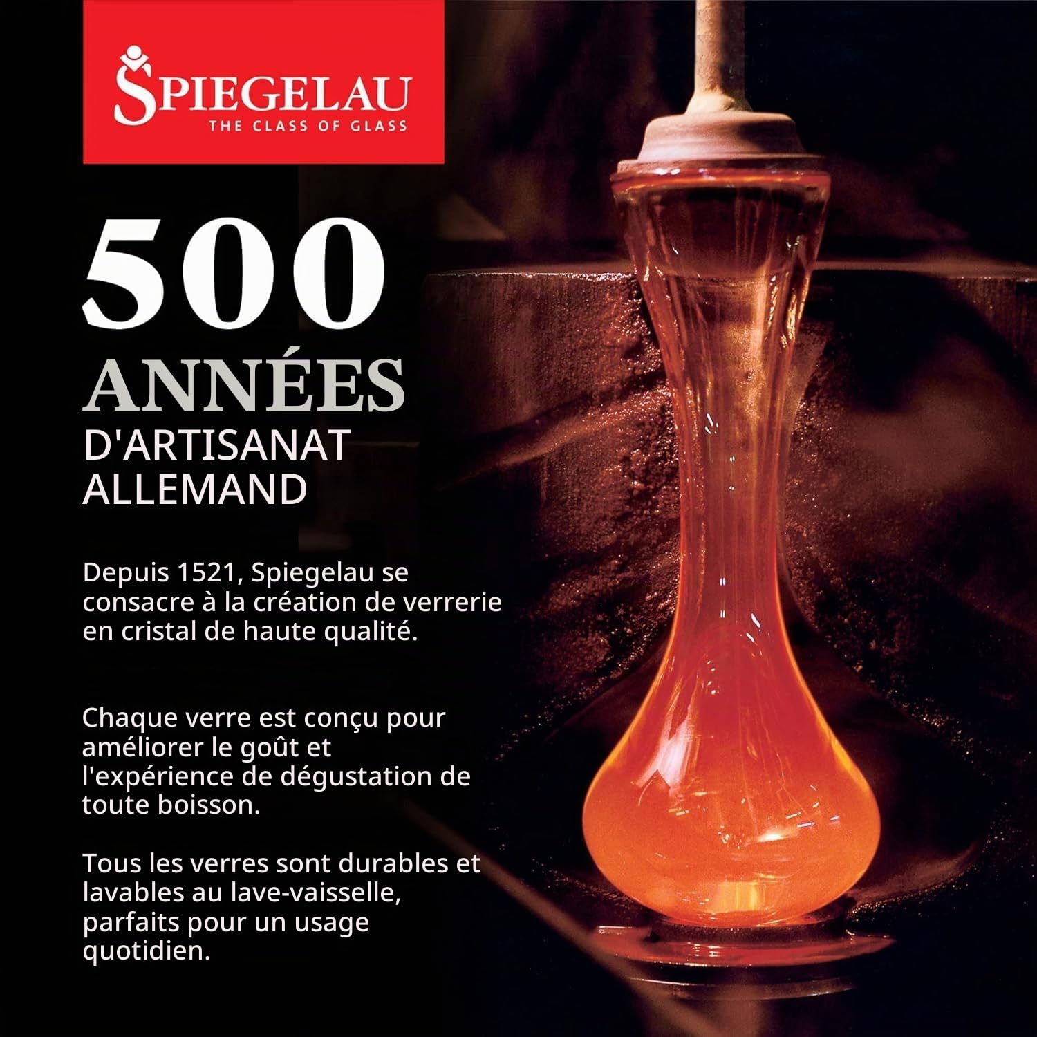 Spiegelau Definition Lot de 4 grands verres à vin universels en cristal fabriqués en Europe pour vins blancs et rouges, dîner, fête d'anniversaire, verrerie, accessoires de bar à domicile, 538,6 g