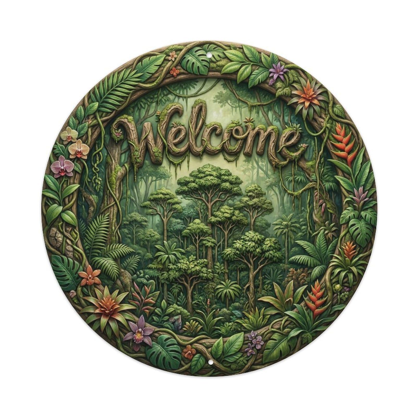 Tgrcjimh Style Metal Tin Sign Tropical Rainforest Welcome Jungle Canopy