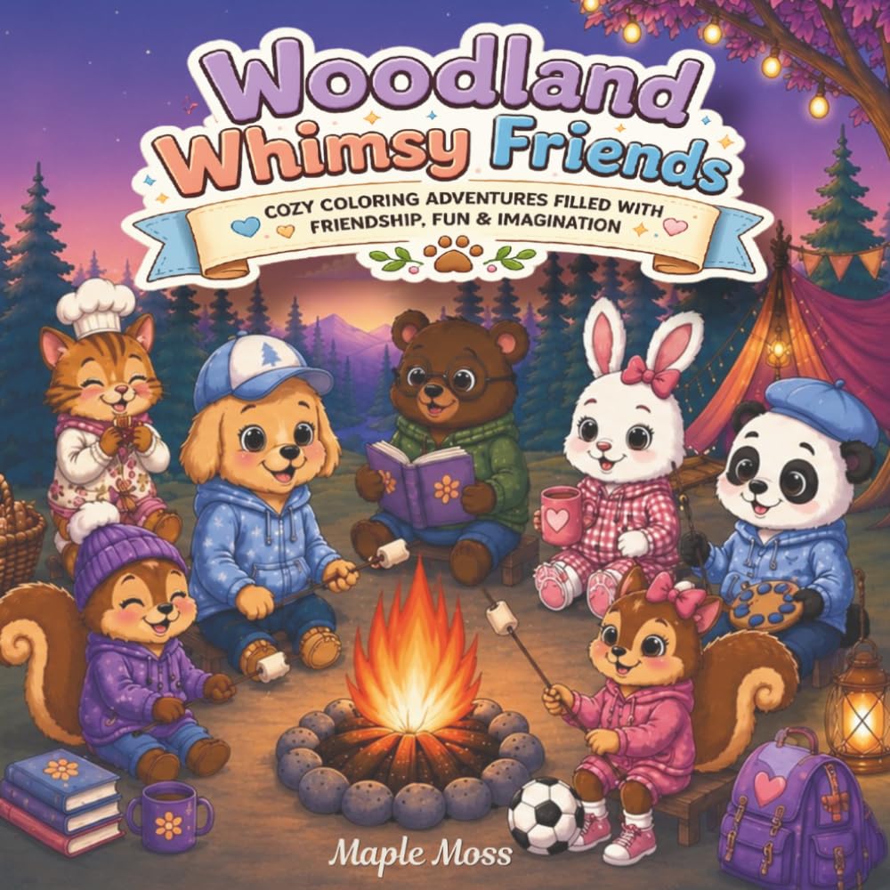 Woodland Whimsy Friends: Coloring adventures filled with friendship, fun and imagination