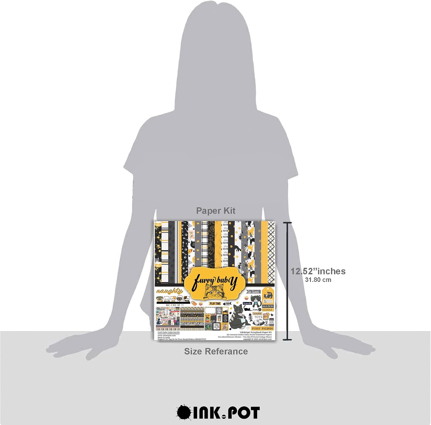 Black & Yellow Cat Theme Collection Double,Sided Scrapbook Paper Kit Cardstock 12"x12" Card Making Paper Pack of with Sticker Sheet - 16 Pages - Black & Yellow