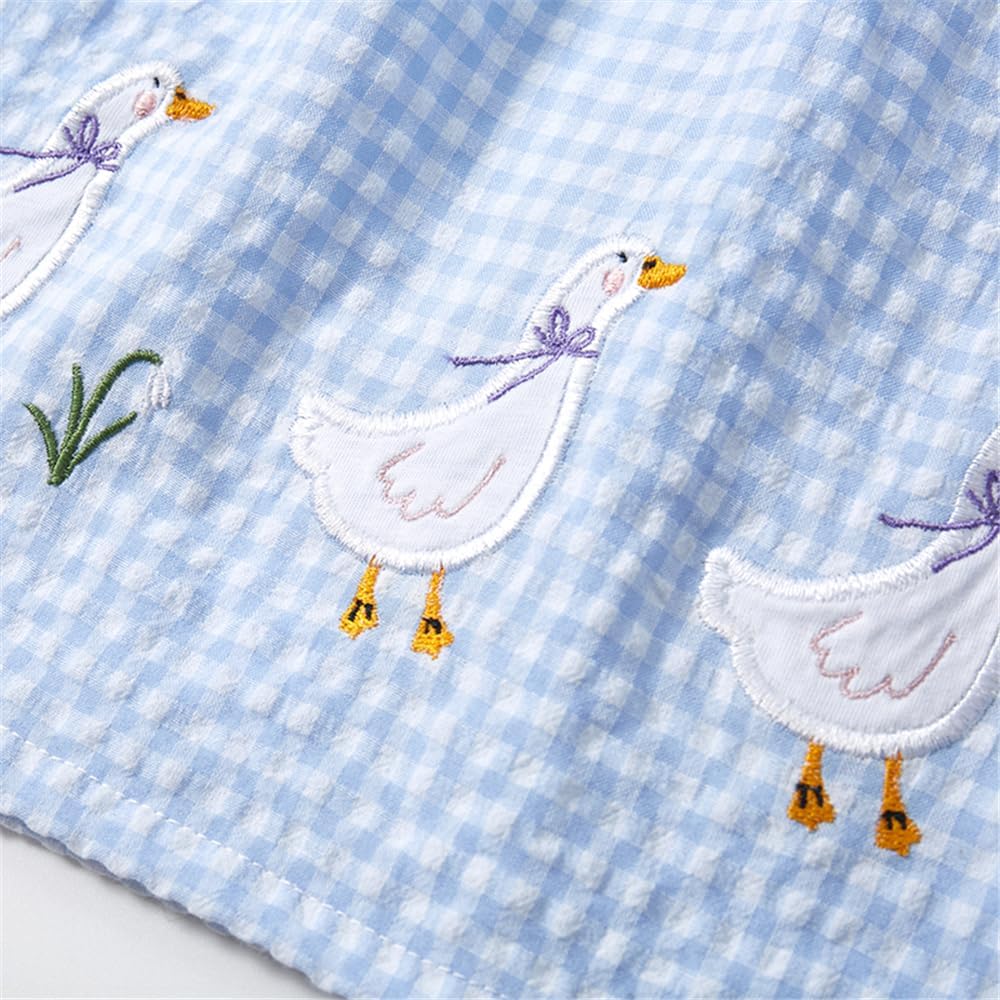 Youlebao Little Girls Short Sleeve Summer Dress Easter Casual Applique Tunic Shirt Playwear Cotton Dresses - Image 7