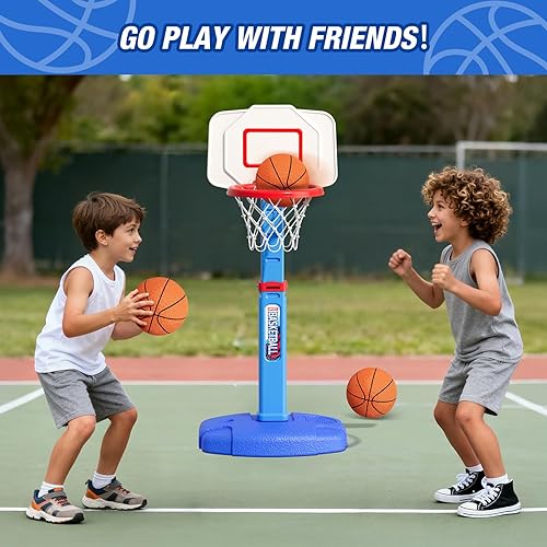 Miniatura 6 de Aro de baloncesto para niños pequeños, aro de baloncesto interior de altura ajustable para niños de 1 a 3 años, mini portería de baloncesto plegable