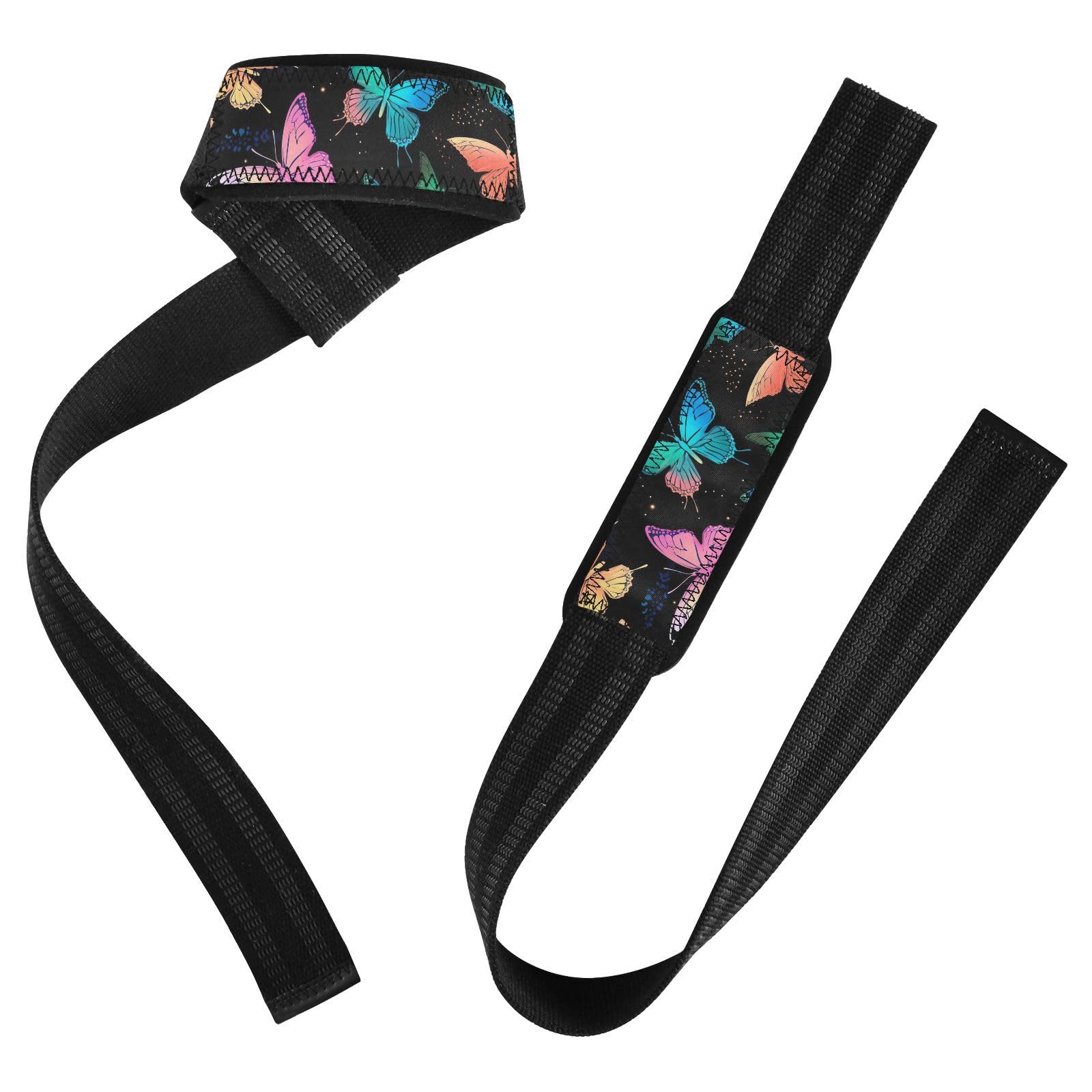 Nander Beautiful Butterfly Wrist Straps for Weightlifting,Lifting Straps with Neoprene Cushioned Wrist Padded and Anti-Skid Silicone for Strength Training,Bodybuilding,Deadlifting