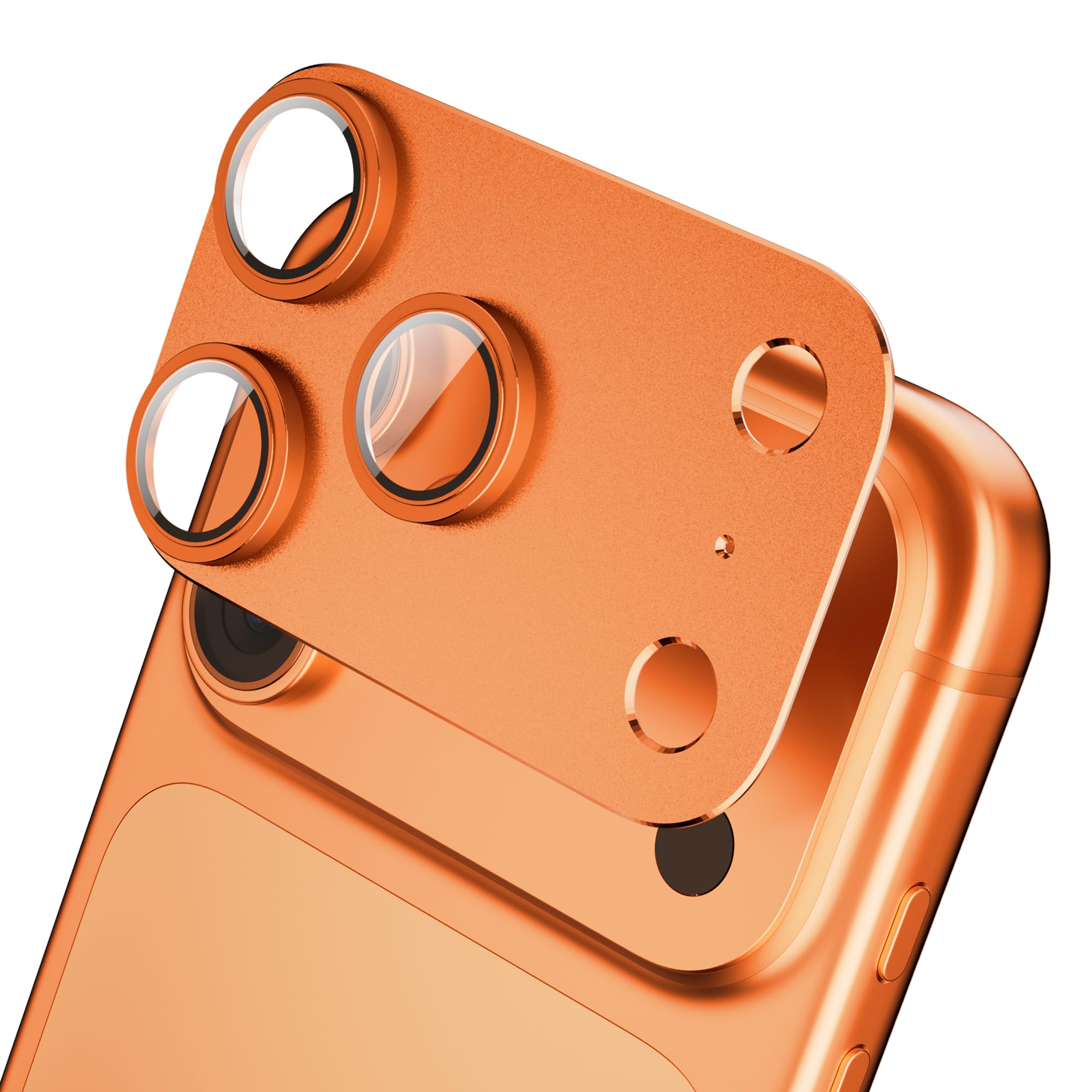 JFStene カメラカバー いphone17Pro max 用 レンズ保護 フィルム iPhone17プロマックス 対応 カメラレンズ保護 アルミ 強化ガラス 9H硬度 キズ防止 耐衝撃 高透過率 極薄 一体感 防塵 全面保護 1枚入り (オレンジ, iPhone17ProMax 用)