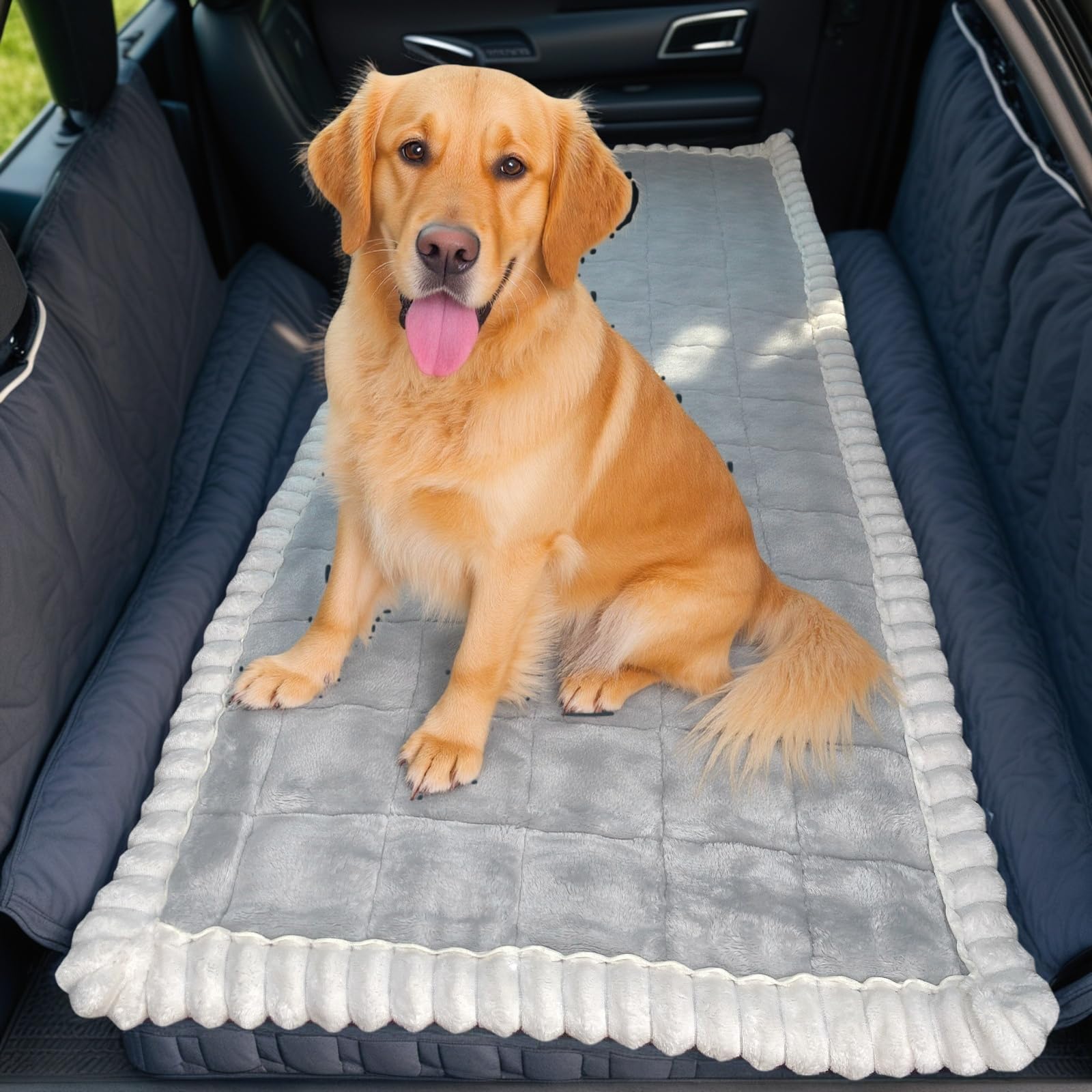 Backseat Pet Bed Mat, Truck Plaid Dog Bed for Car Back Seat Deluxe Dog Seat Covers, Non-Slip Travel Pet Mat