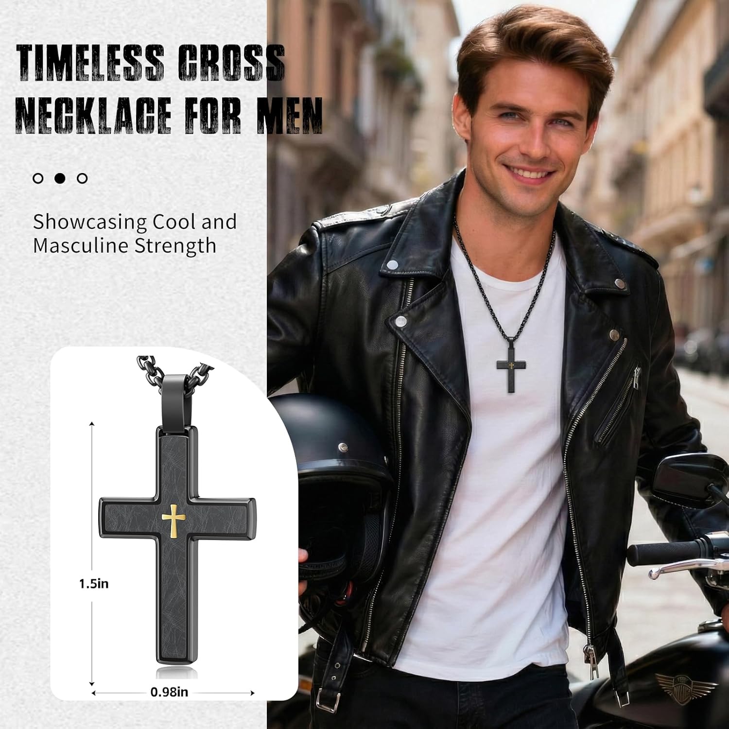 Cross Necklace for Men and Women 304L Stainless Steel Durable Snag-Free Box Chain Christian Jewelry Gift for Dad/Wife/Husband/Son/Loves/Friends on Easter/Birthday/Father's Day - Image 3