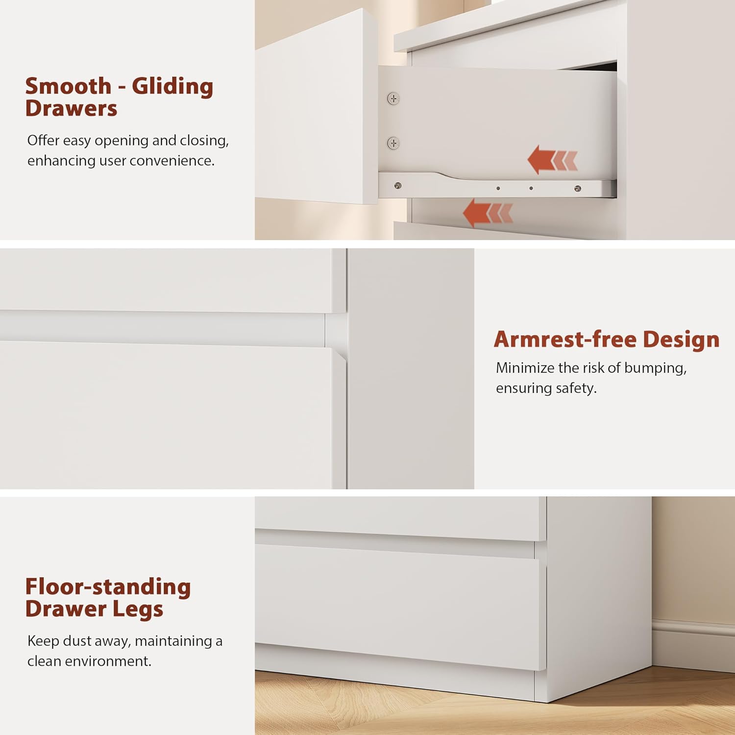 White 5 Drawer Dresser for Bedroom, 15" D x 23.7" W x 40.4" H in Modern Chest of Drawers, Wood Storage Dresser with Handleless Drawers for Kids Bedroom, Living Room, Hallway, Entryway thumbnail