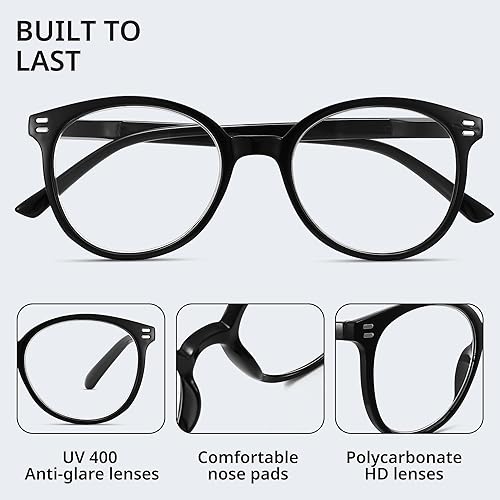 Miniatura 7 de GIBLOGO Elegante paquete de 6 lentes de lectura para mujeres y hombres, lectura de computadora con bloqueo de luz azul, alivia la visión borrosa y